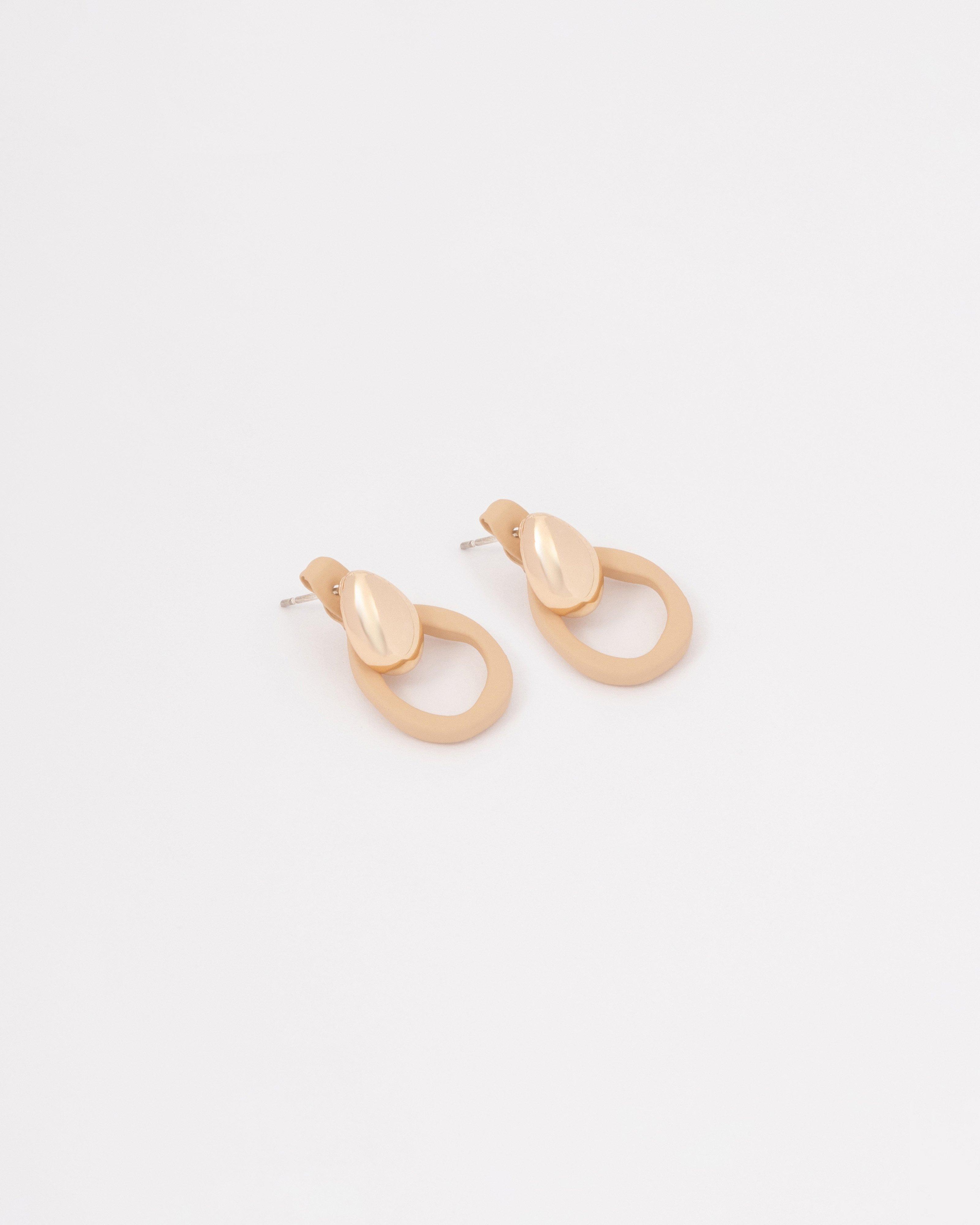 Epoxy Peekaboo and Teardrop Stud Earrings -  Stone