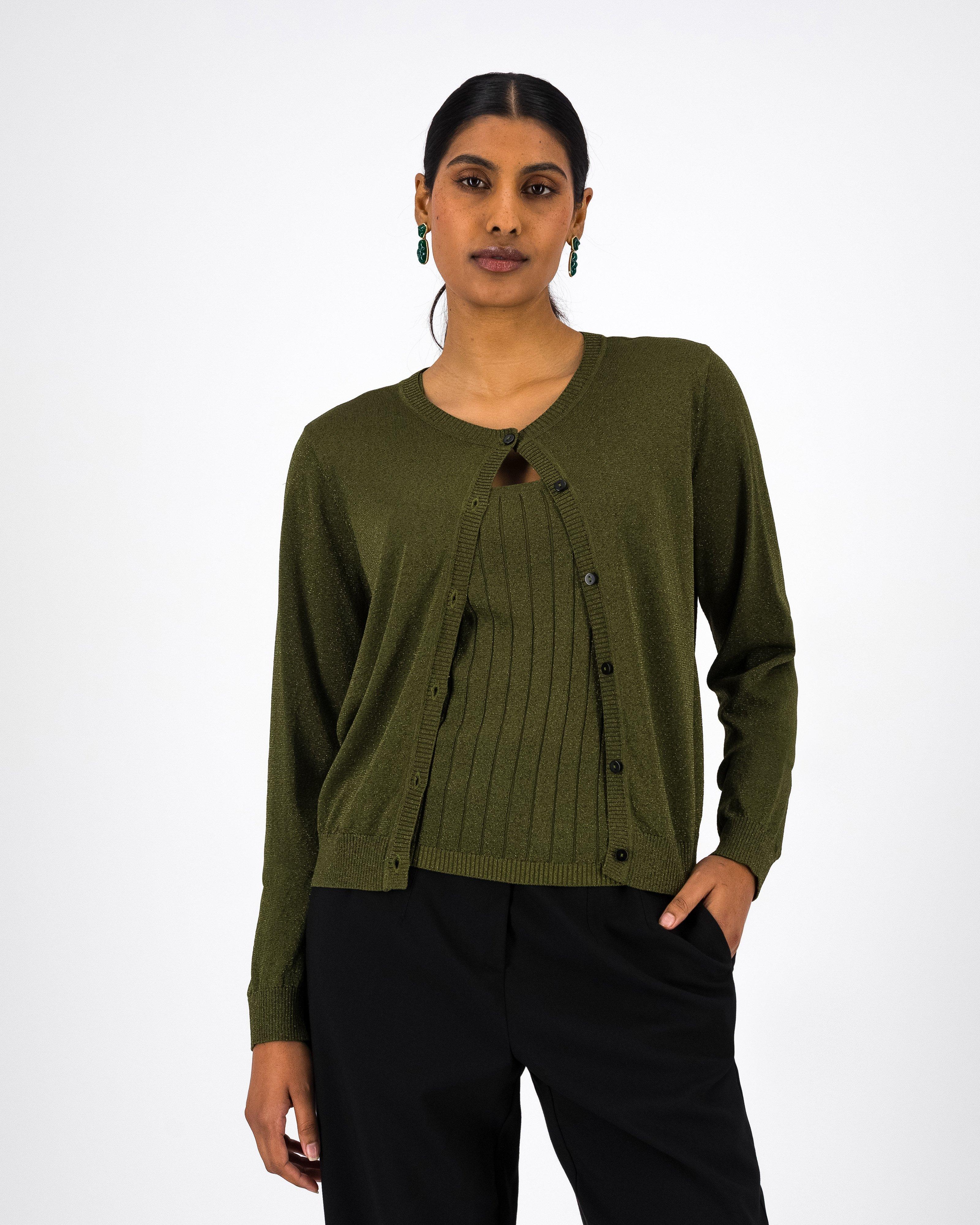 Hera Lurex Cardigan -  Olive