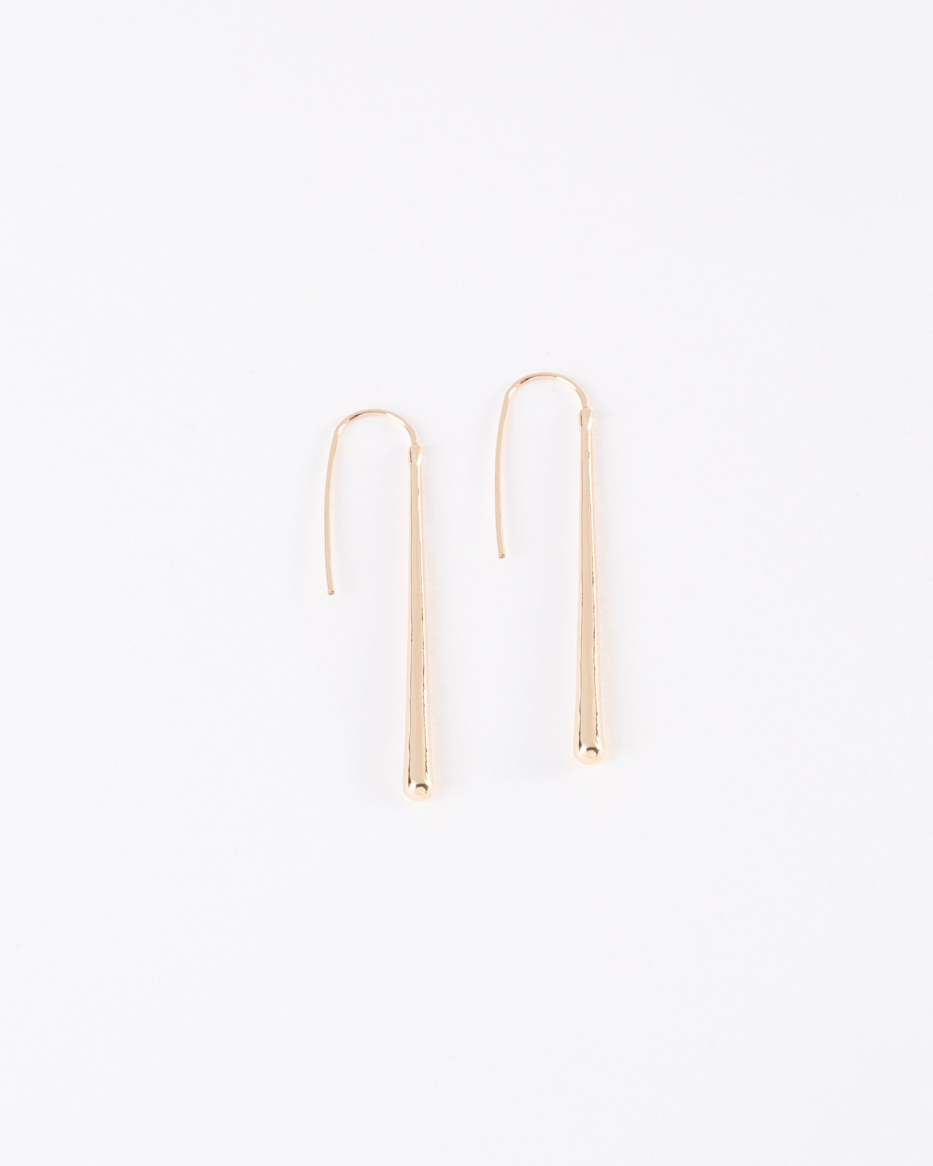  Teardrop Fishhook Bar Earrings -  Gold