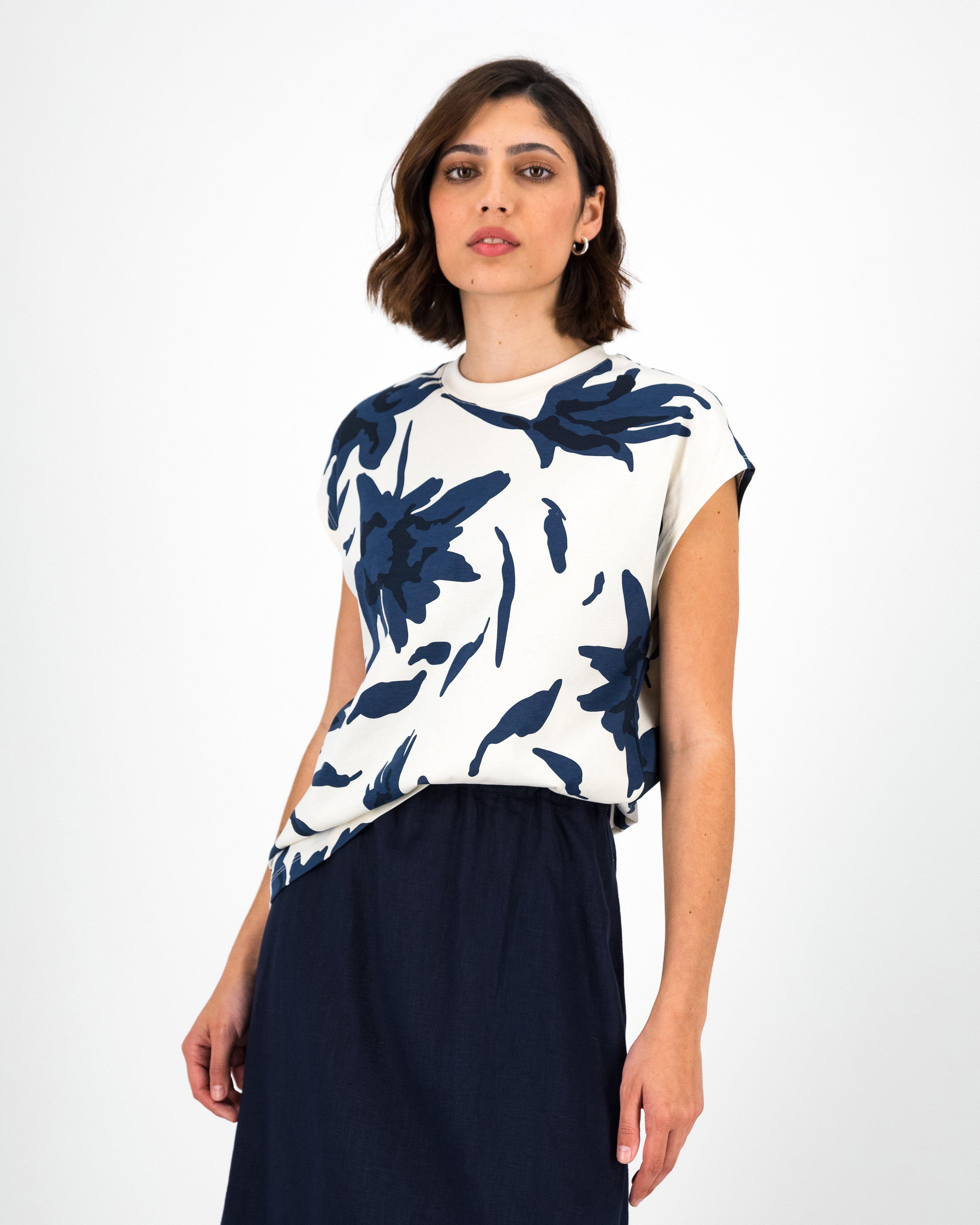 Ramona Printed Tee -  Navy