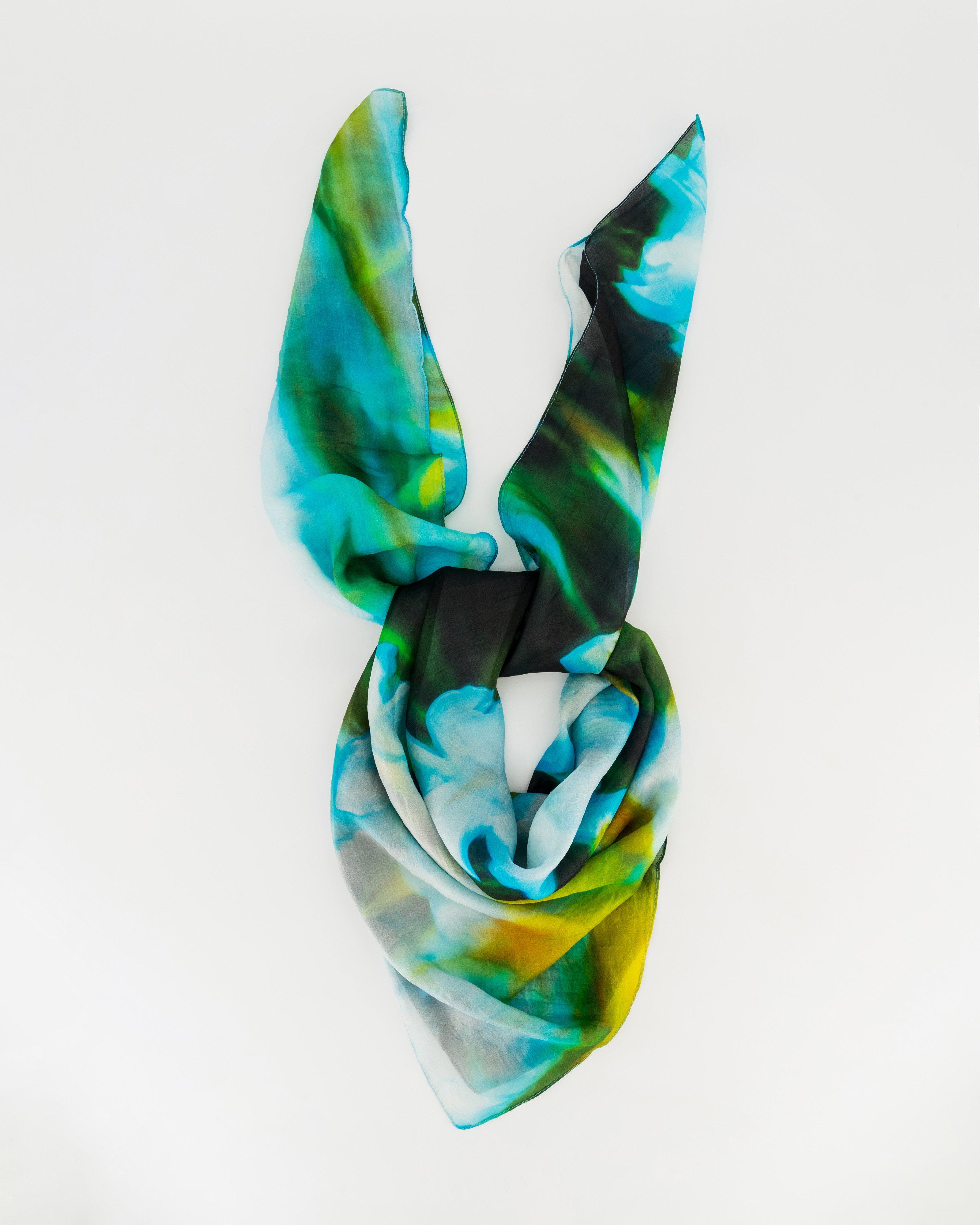 Marinella Floral Silk Scarf -  Blue