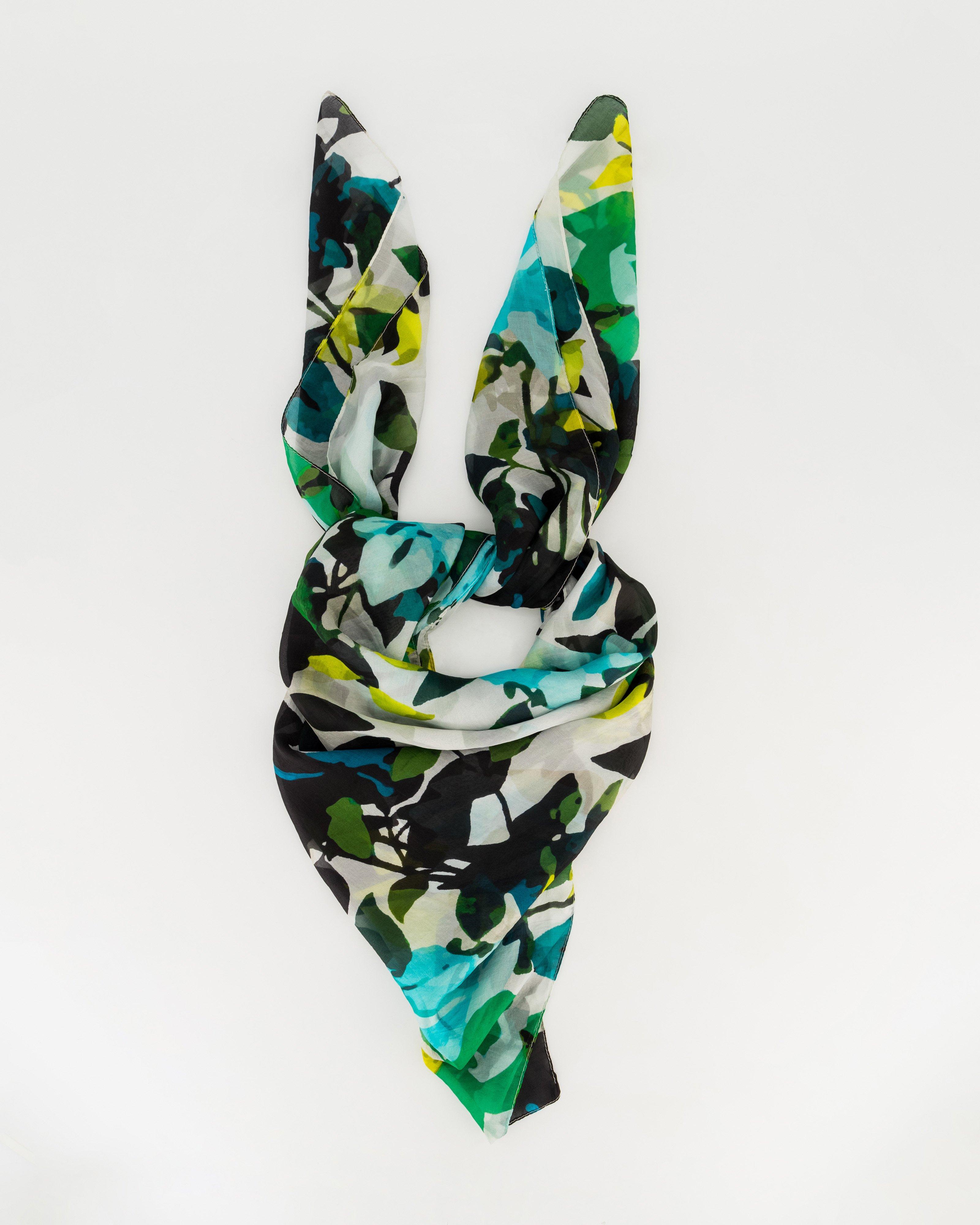 Beulah Leaf Silk Scarf -  Green