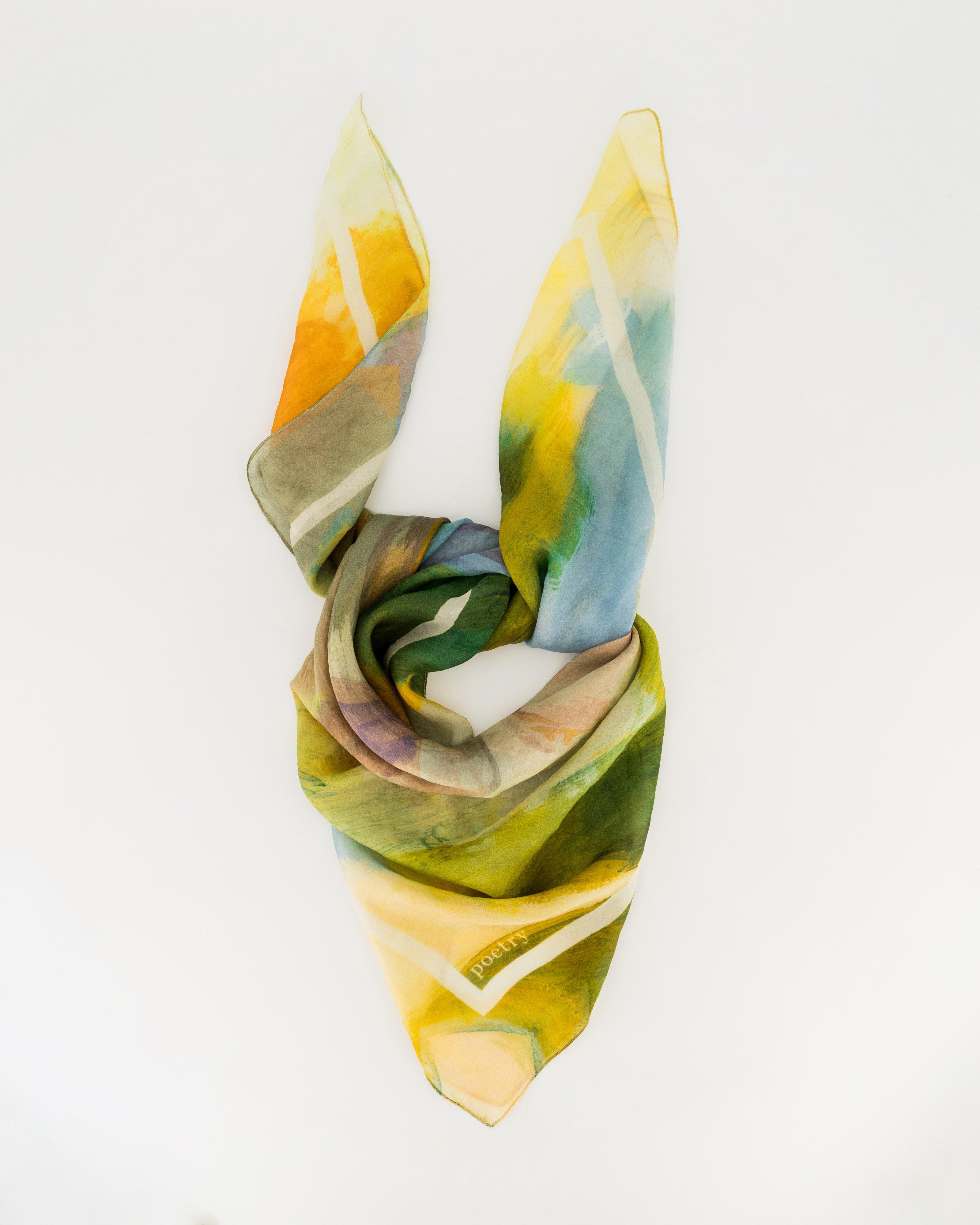 Evodia Watercolour Silk Scarf -  Green