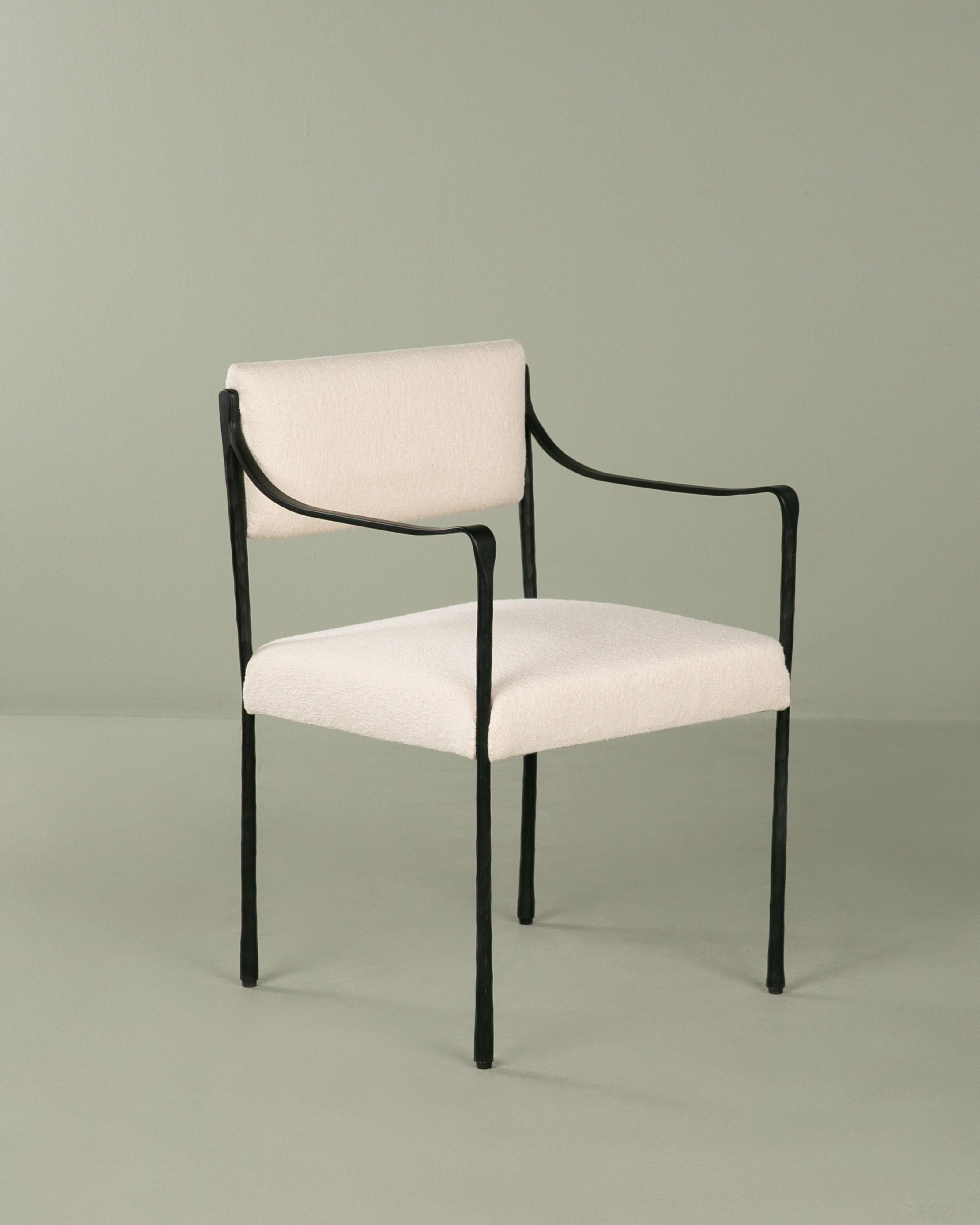Iron Dining Chair with Arms -  Milk