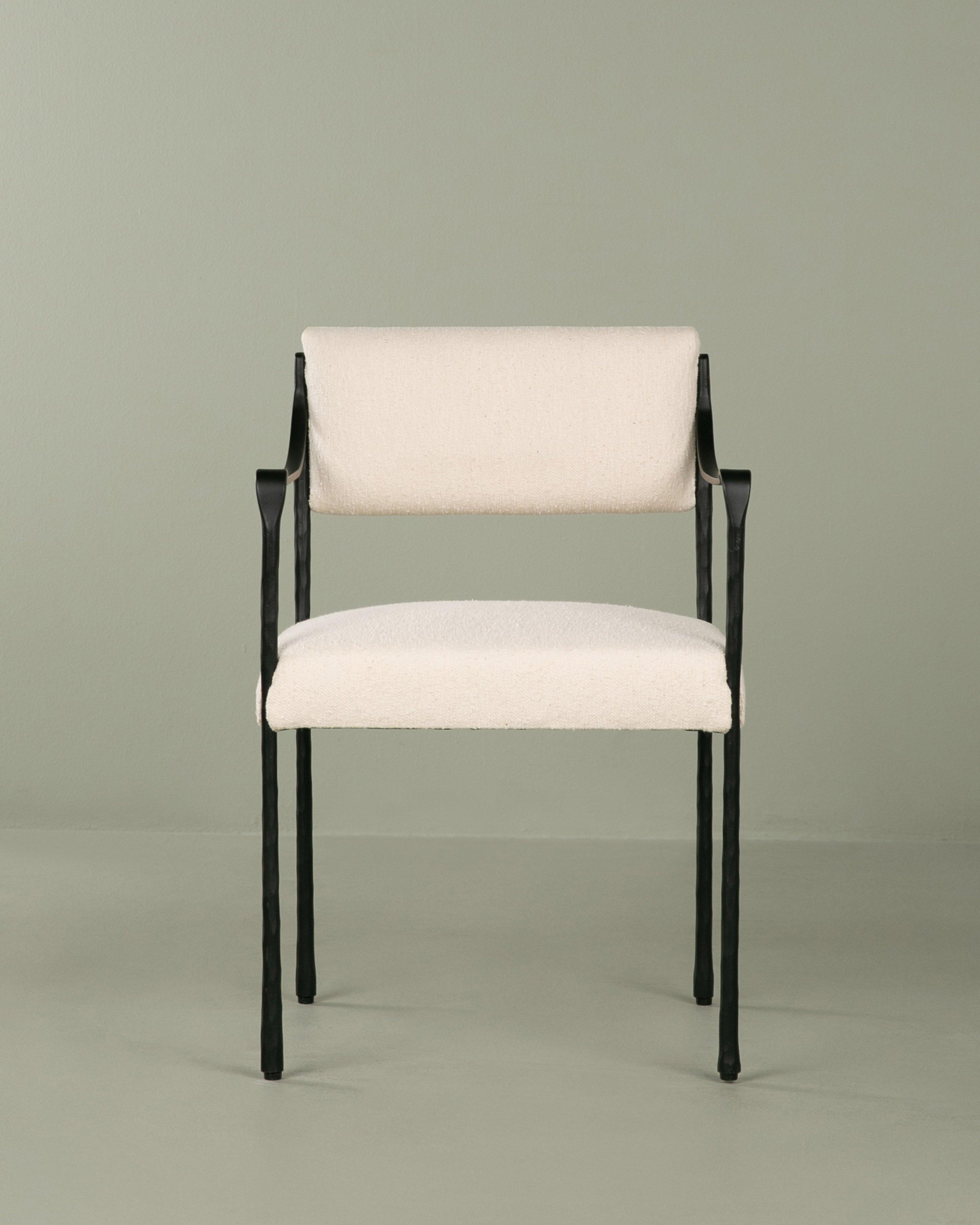 Iron Dining Chair with Arms -  Milk