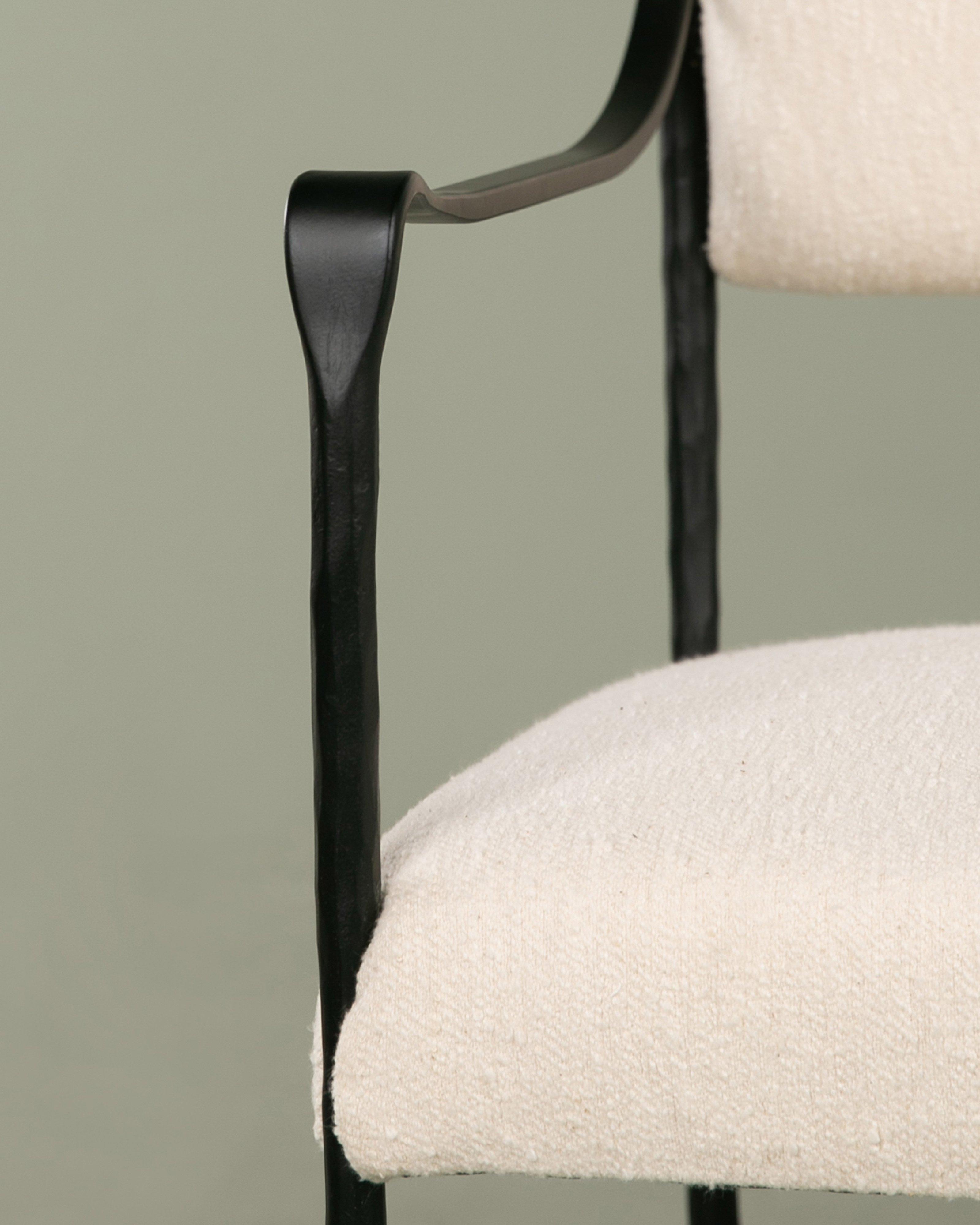 Iron Dining Chair with Arms -  Milk