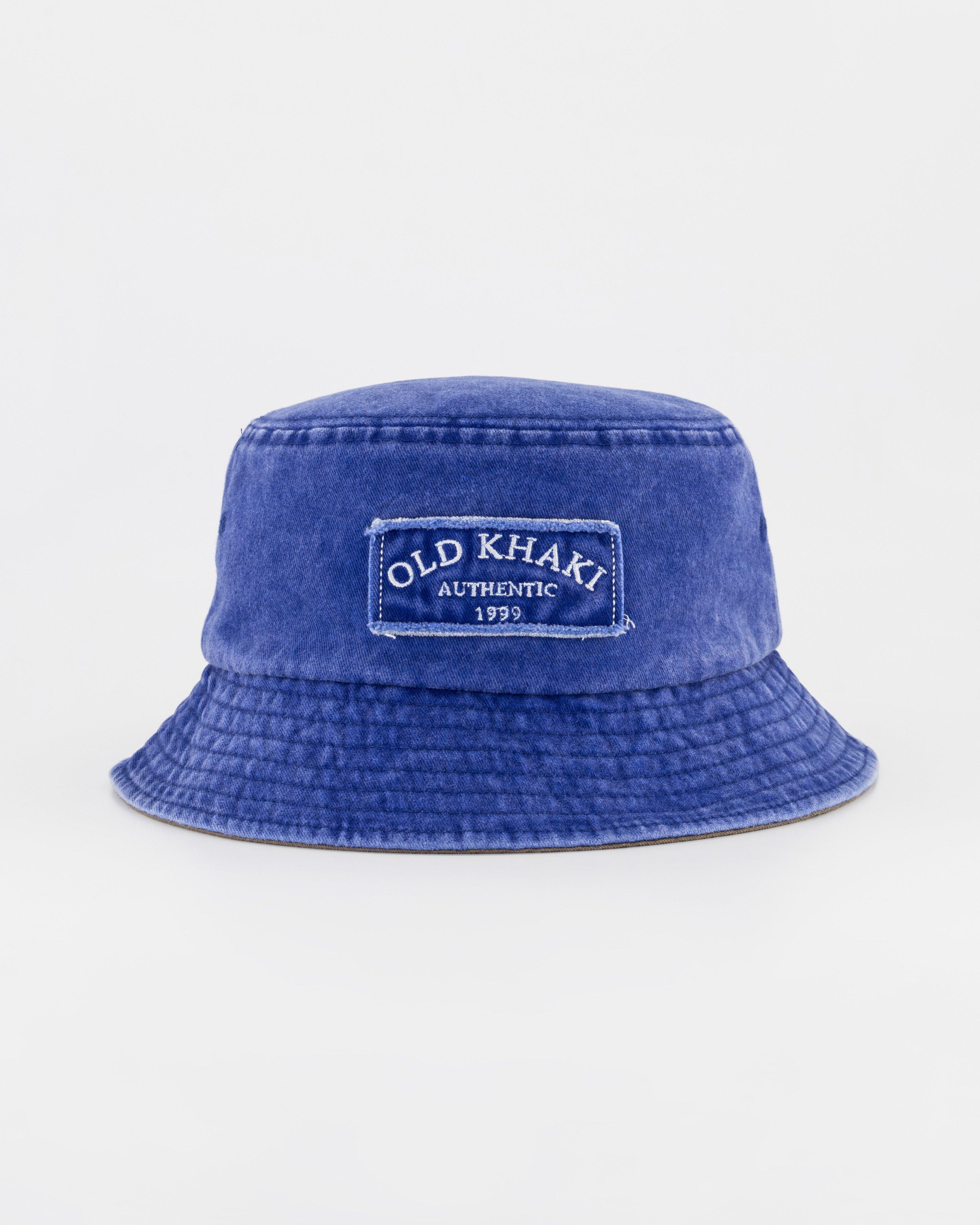 Old Khaki Gerault Frayed Badge Bucket Hat -  Navy