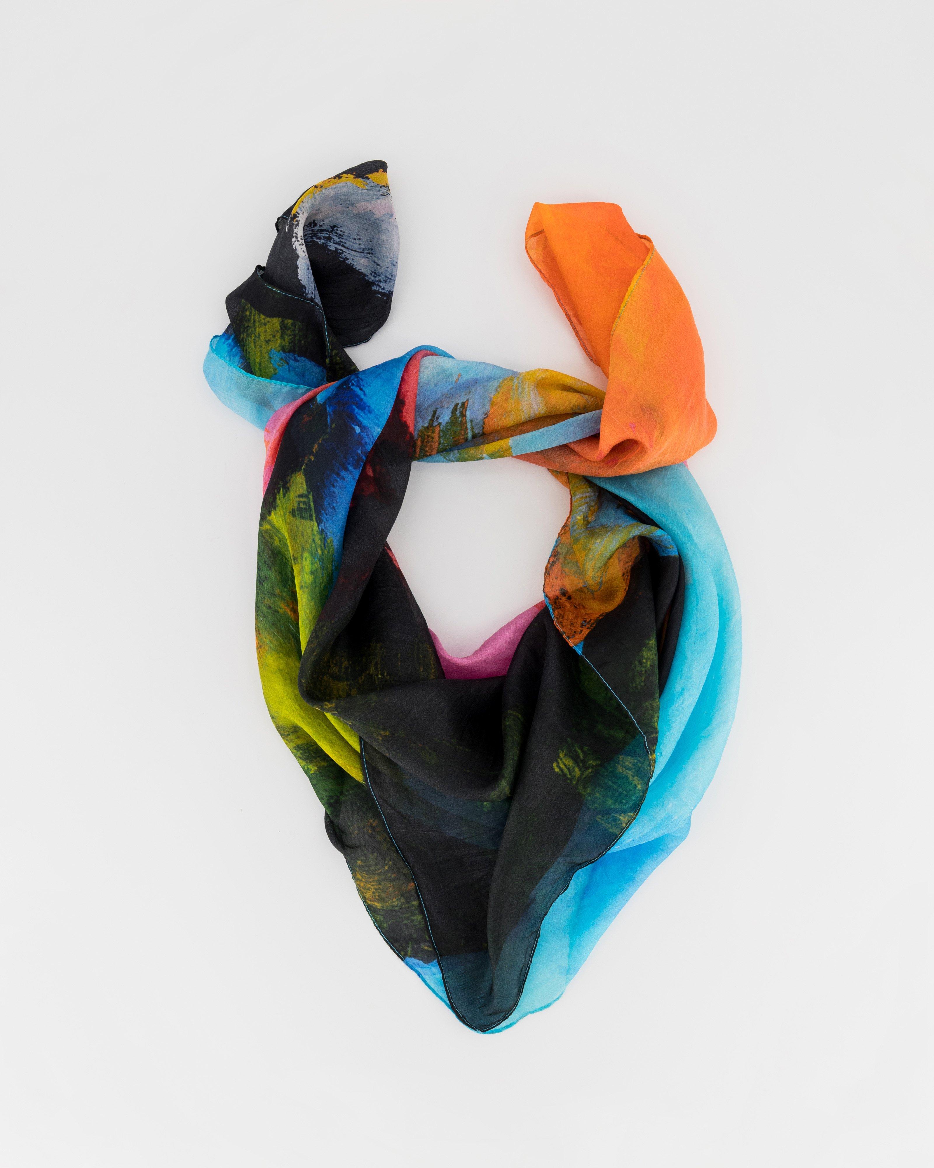 Melodie Abstract Silk Scarf -  Pink