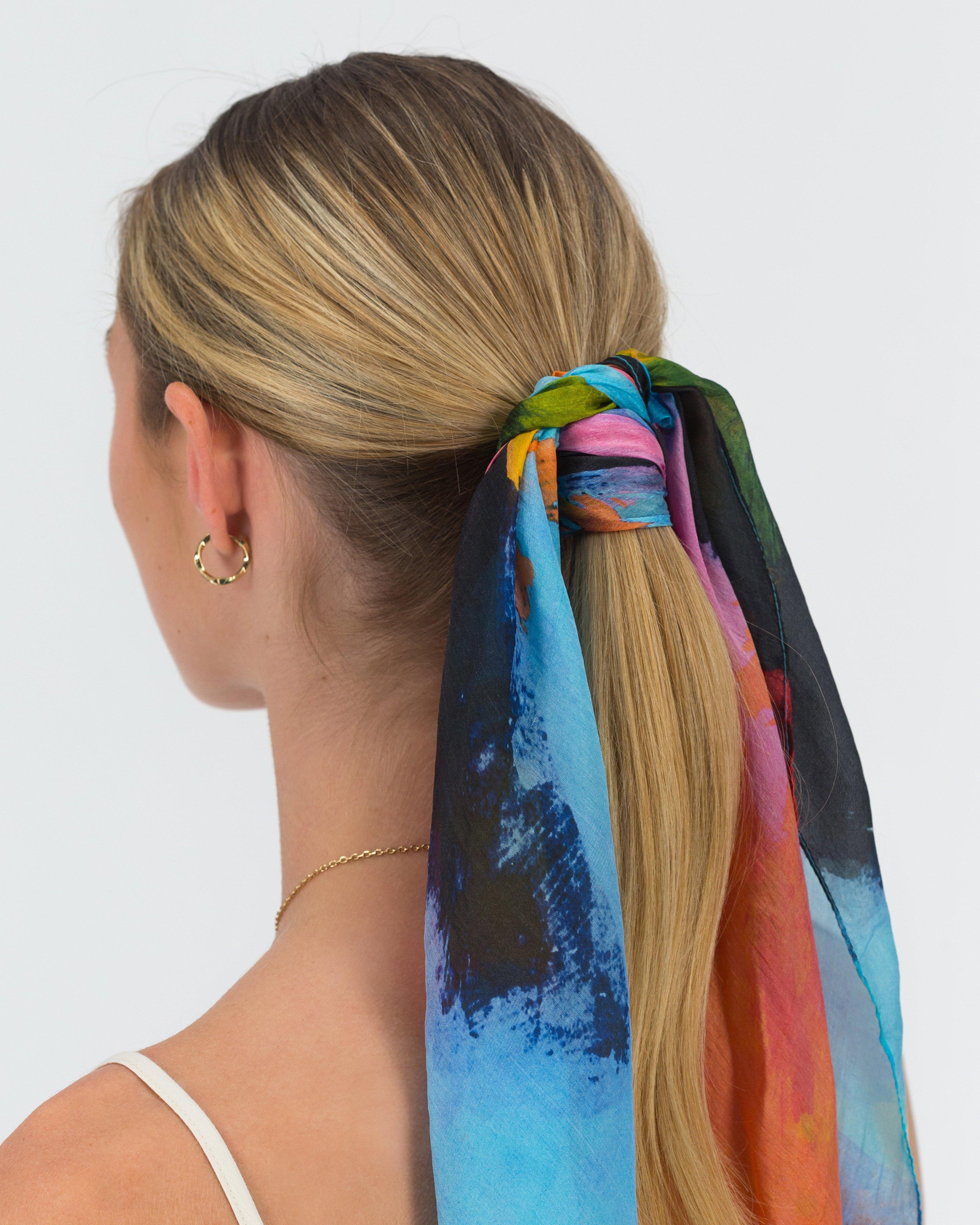 Melodie Abstract Silk Scarf -  Pink