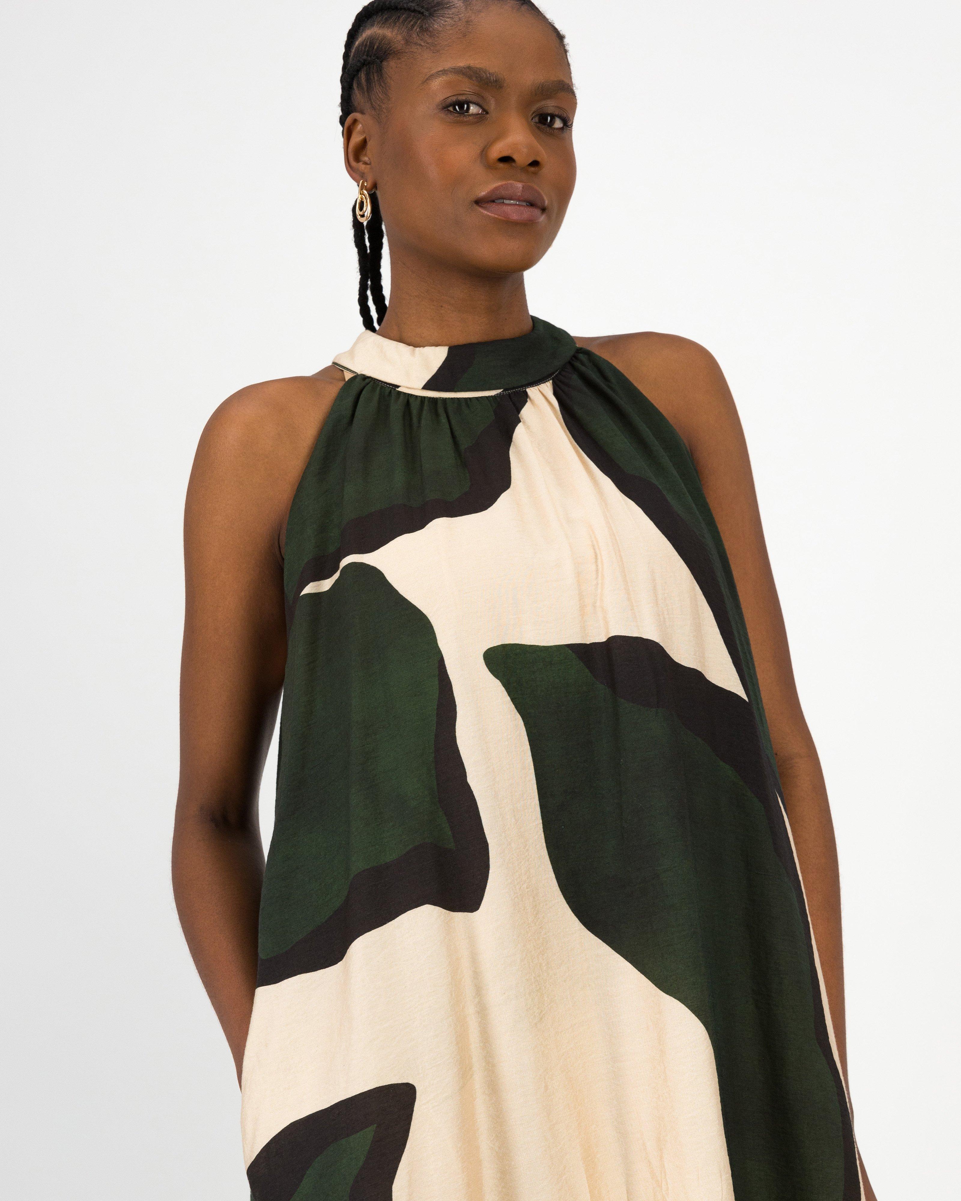 Merle Halterneck Dress -  Olive