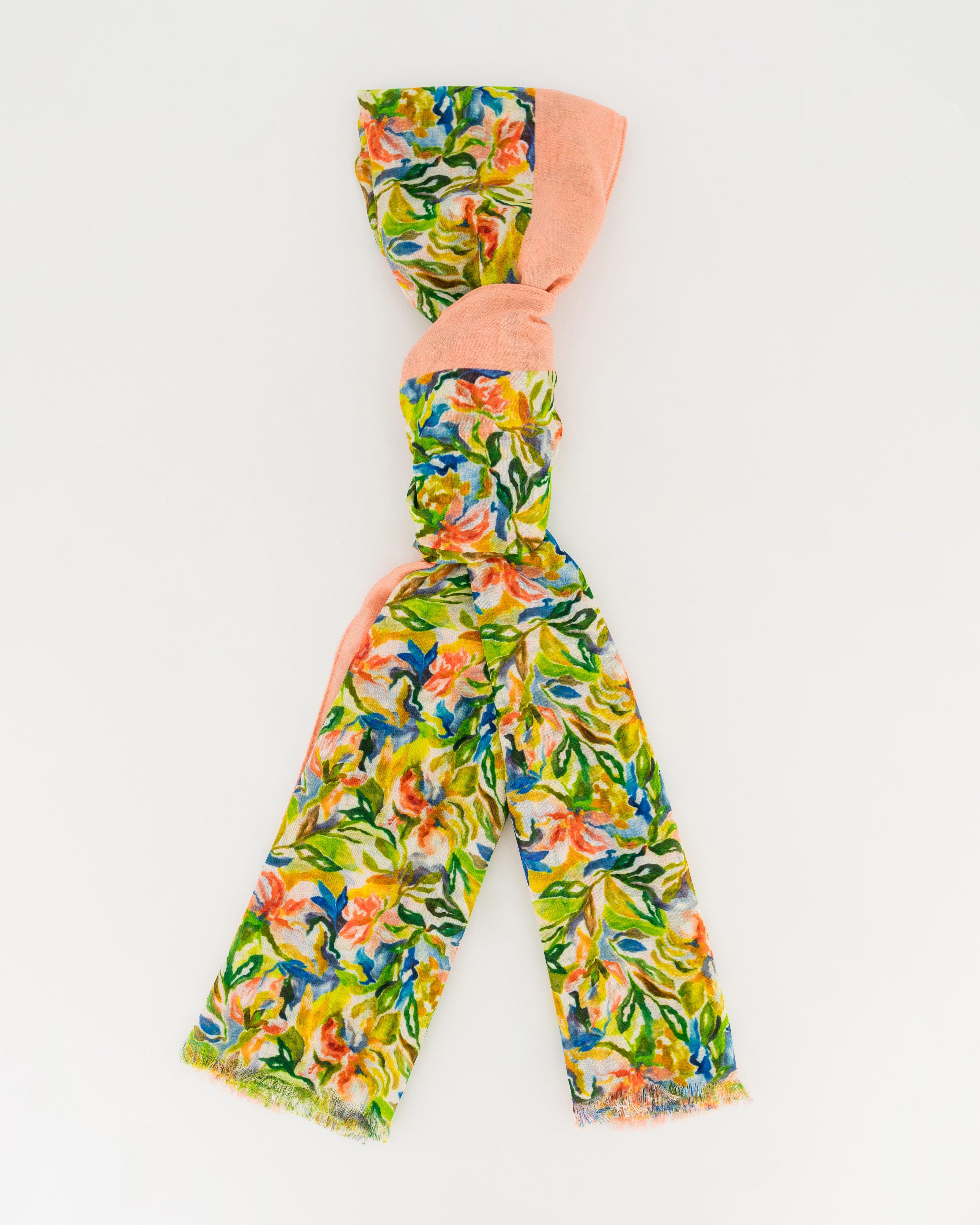 Beryl Floral Print Scarf -  Yellow