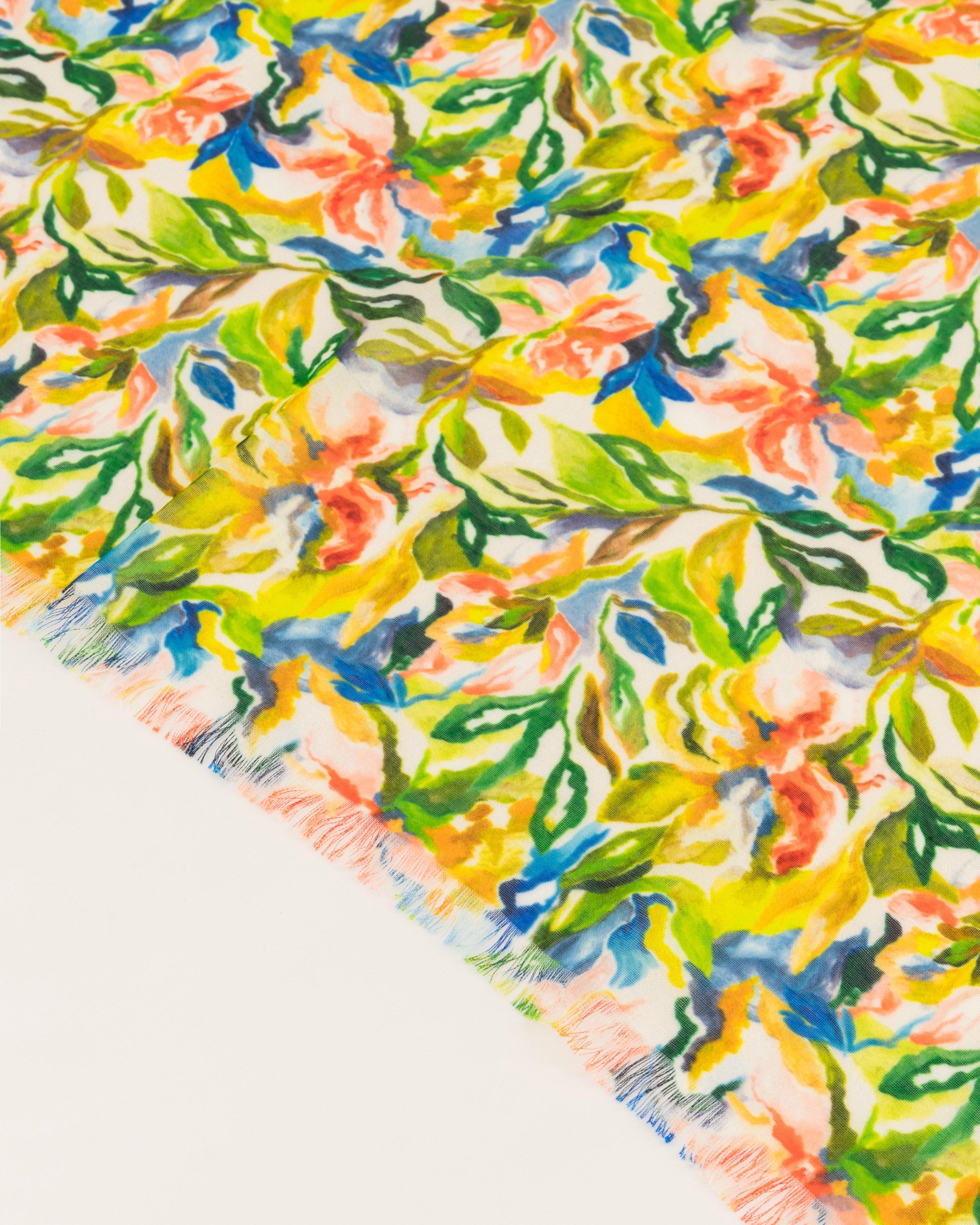 Beryl Floral Print Scarf -  Yellow