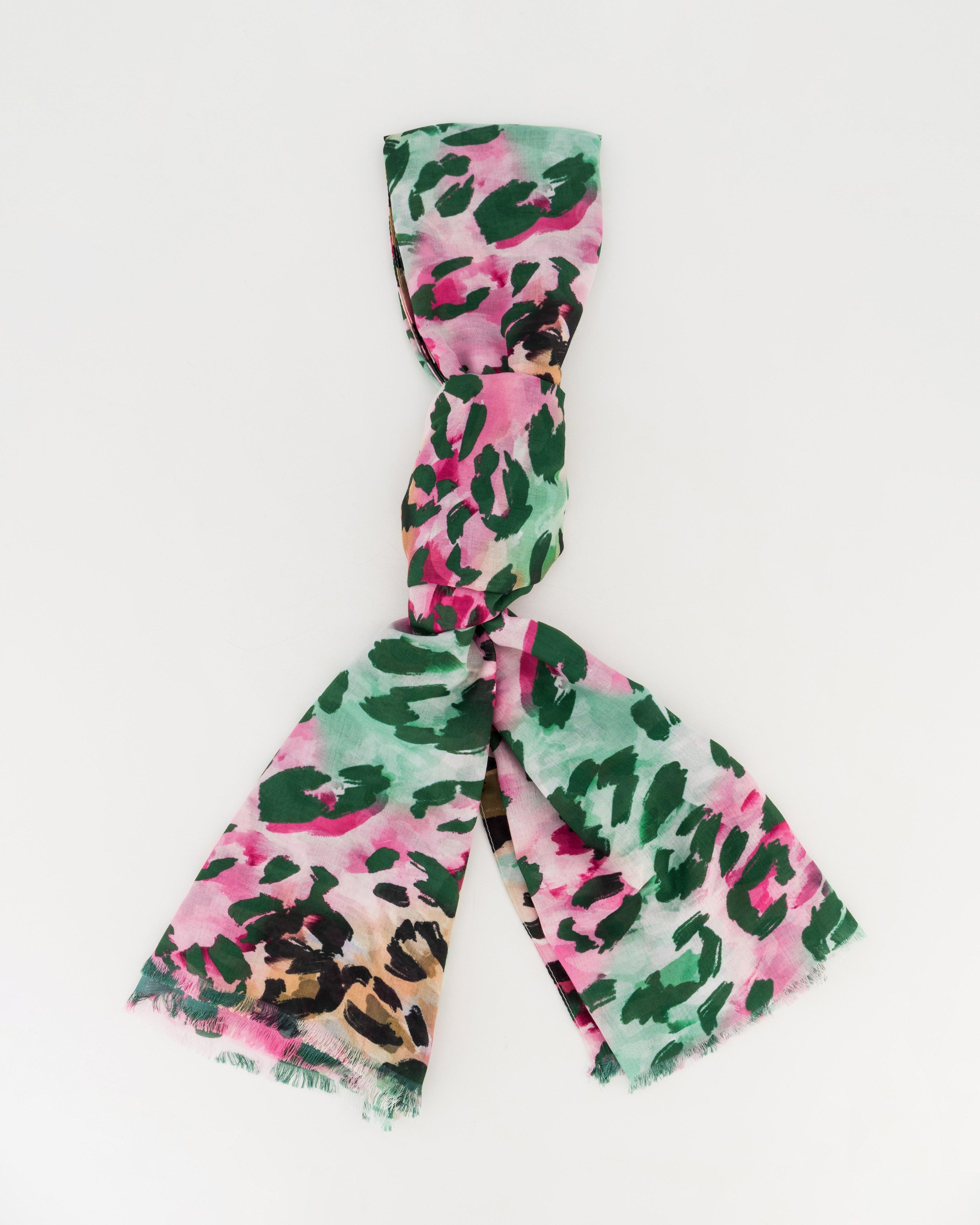 Elizma Animal Print Scarf -  Green