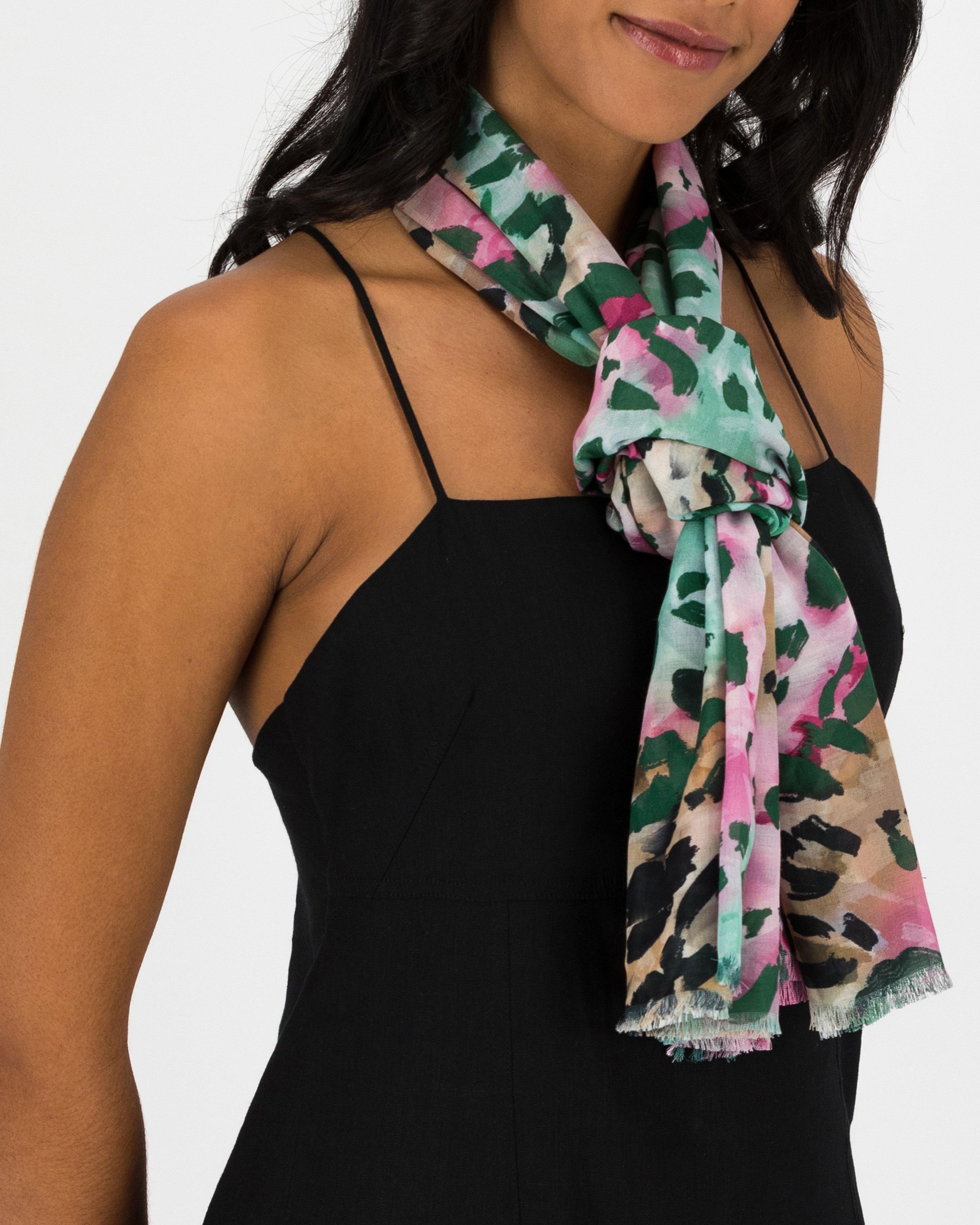 Elizma Animal Print Scarf -  Green