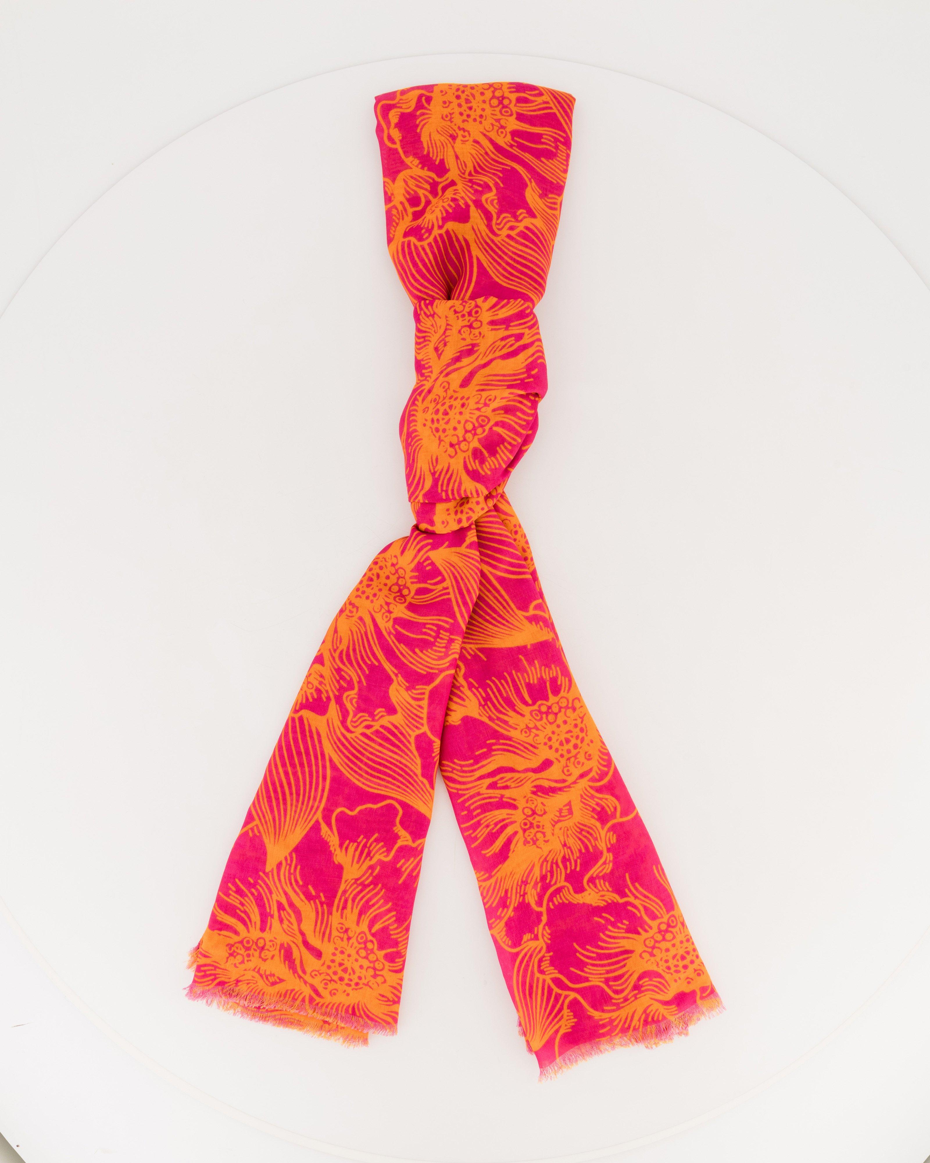 Ceyda Floral Print Scarf -  Pink