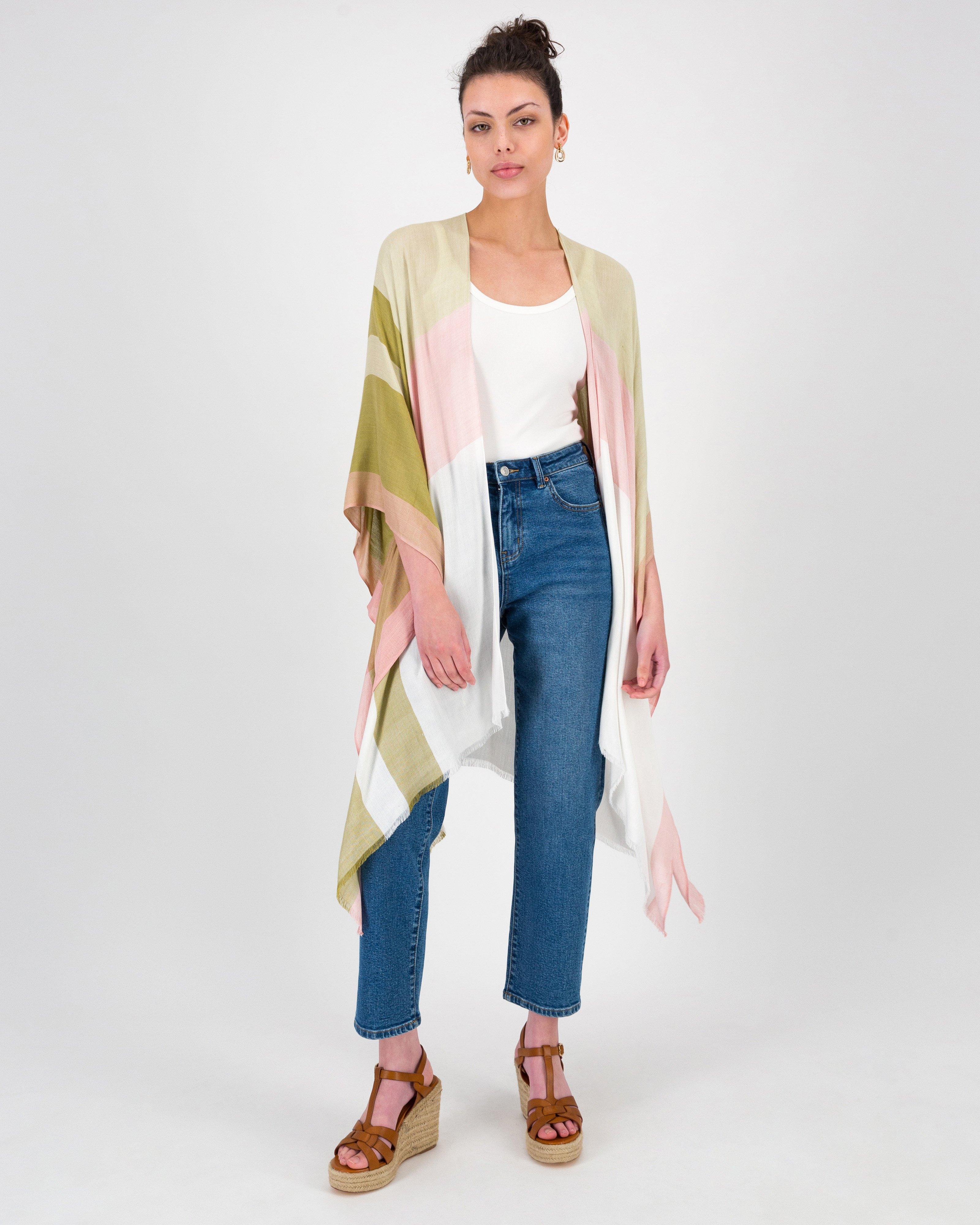 Celia Yarn Dyed Stripe Kimono -  Stone