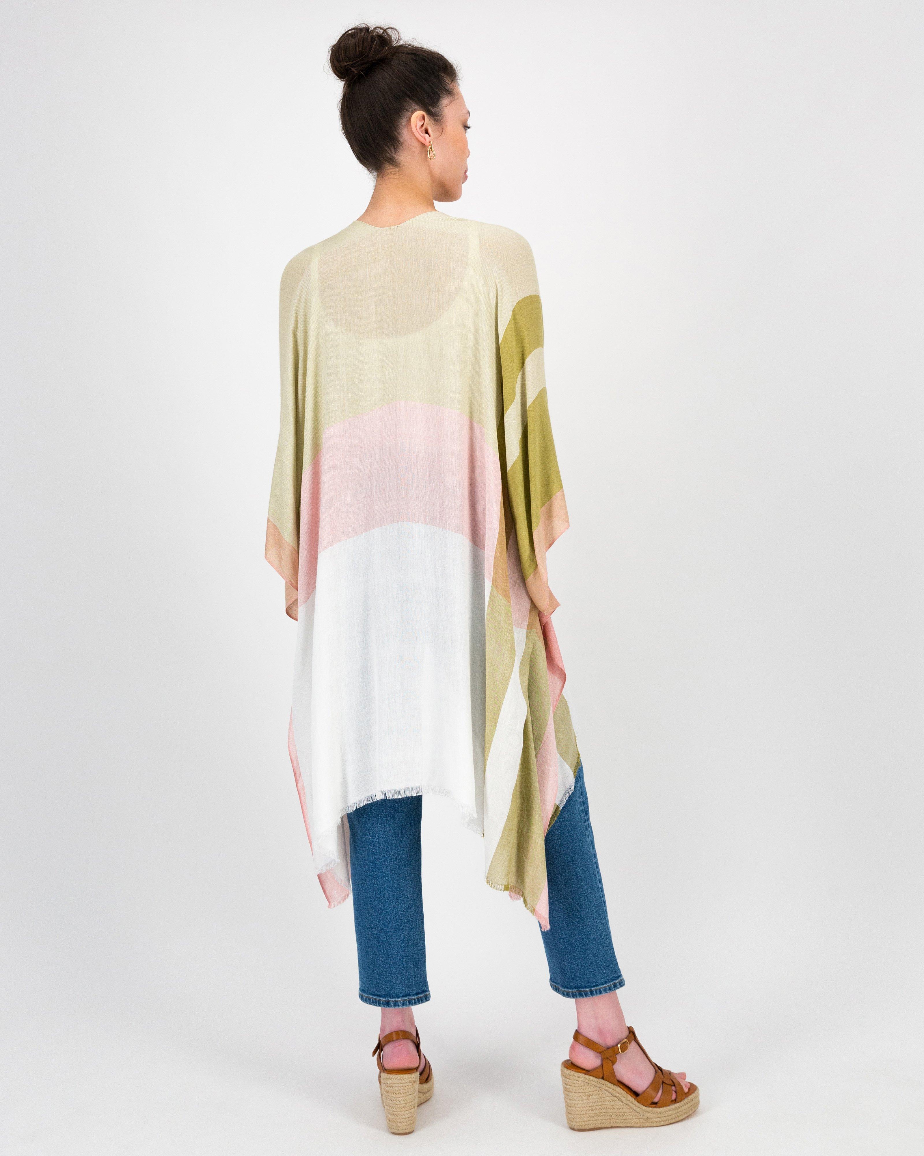 Celia Yarn Dyed Stripe Kimono -  Stone