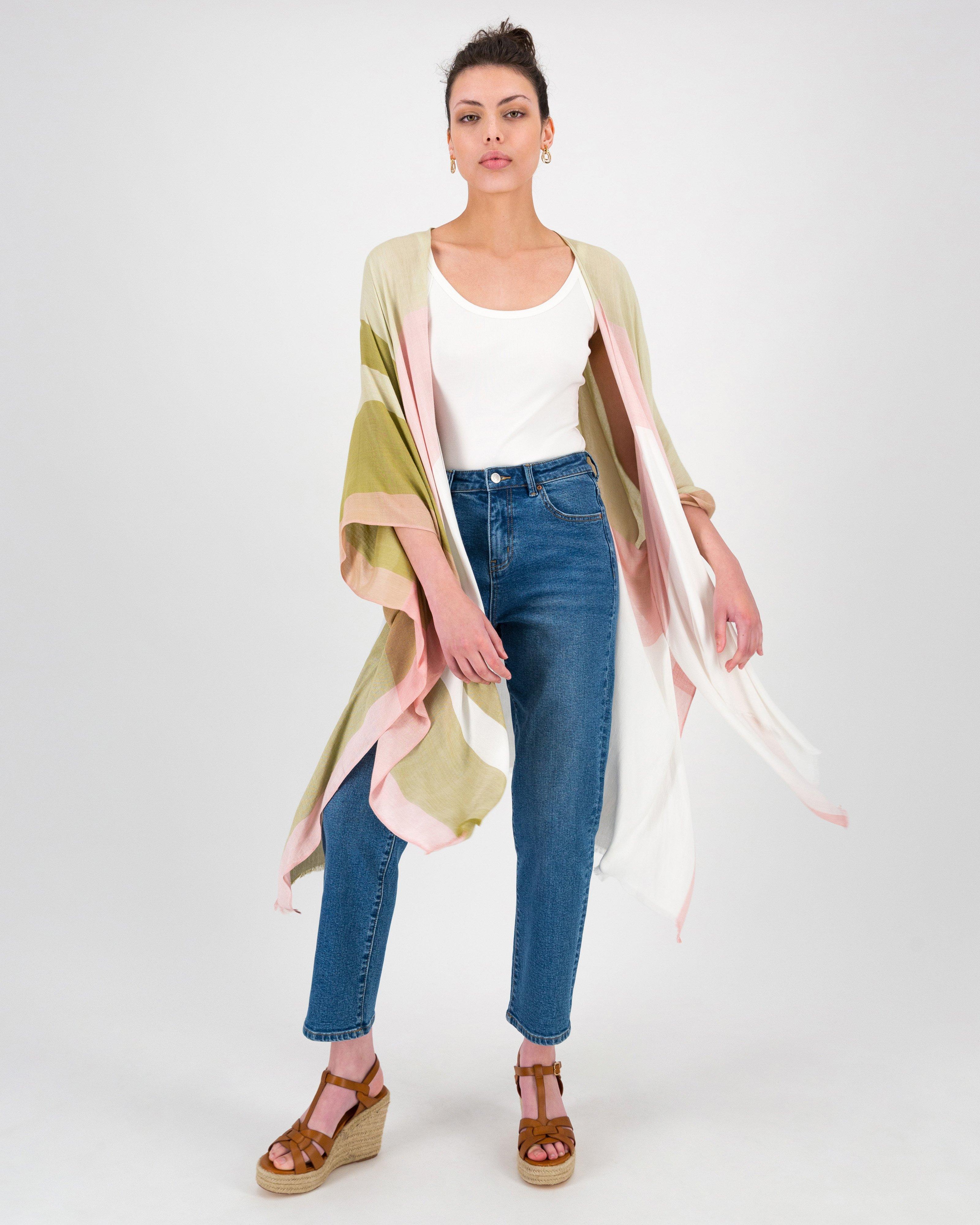 Celia Yarn Dyed Stripe Kimono -  Stone