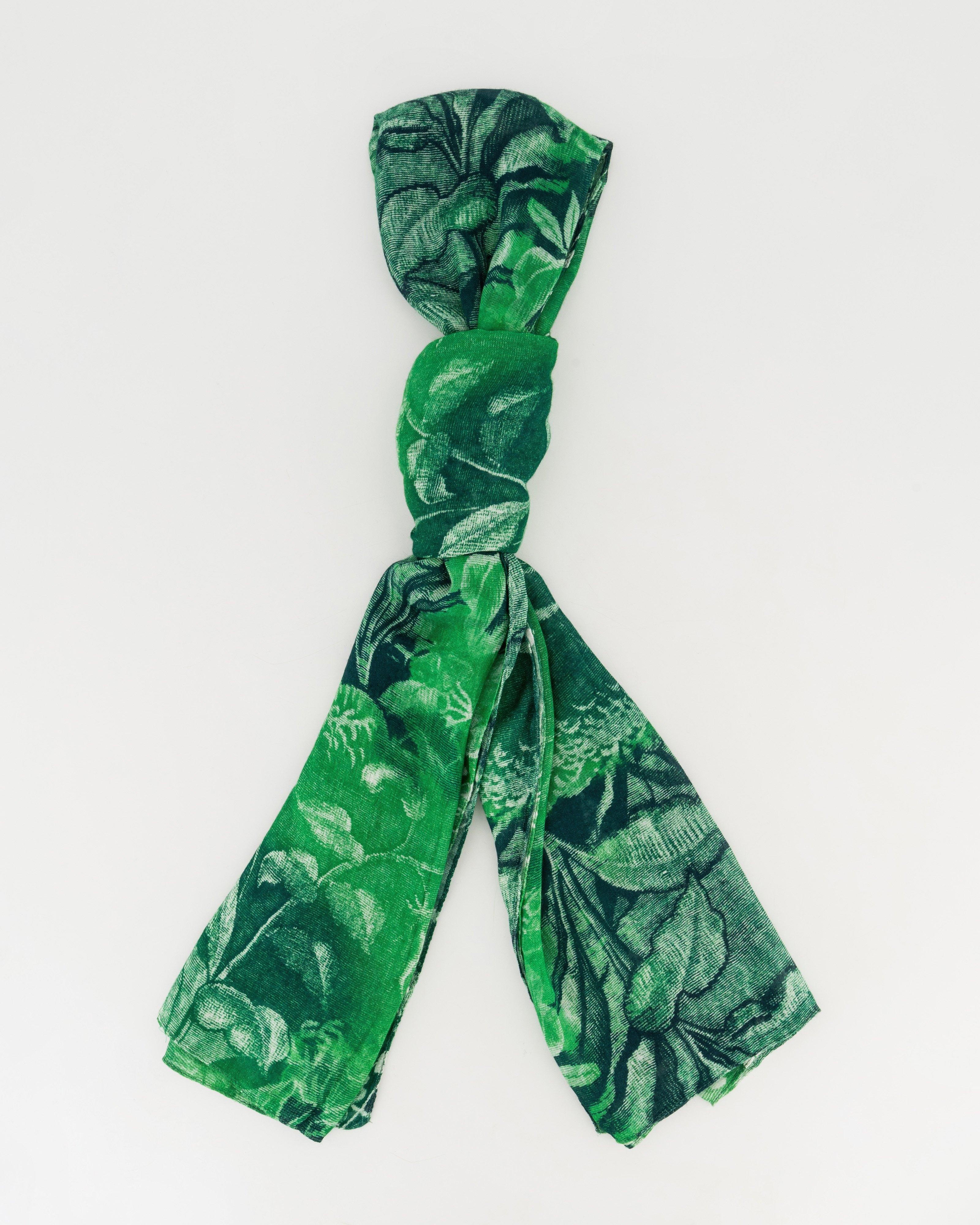 Evana Floral Viscose Scarf -  Green