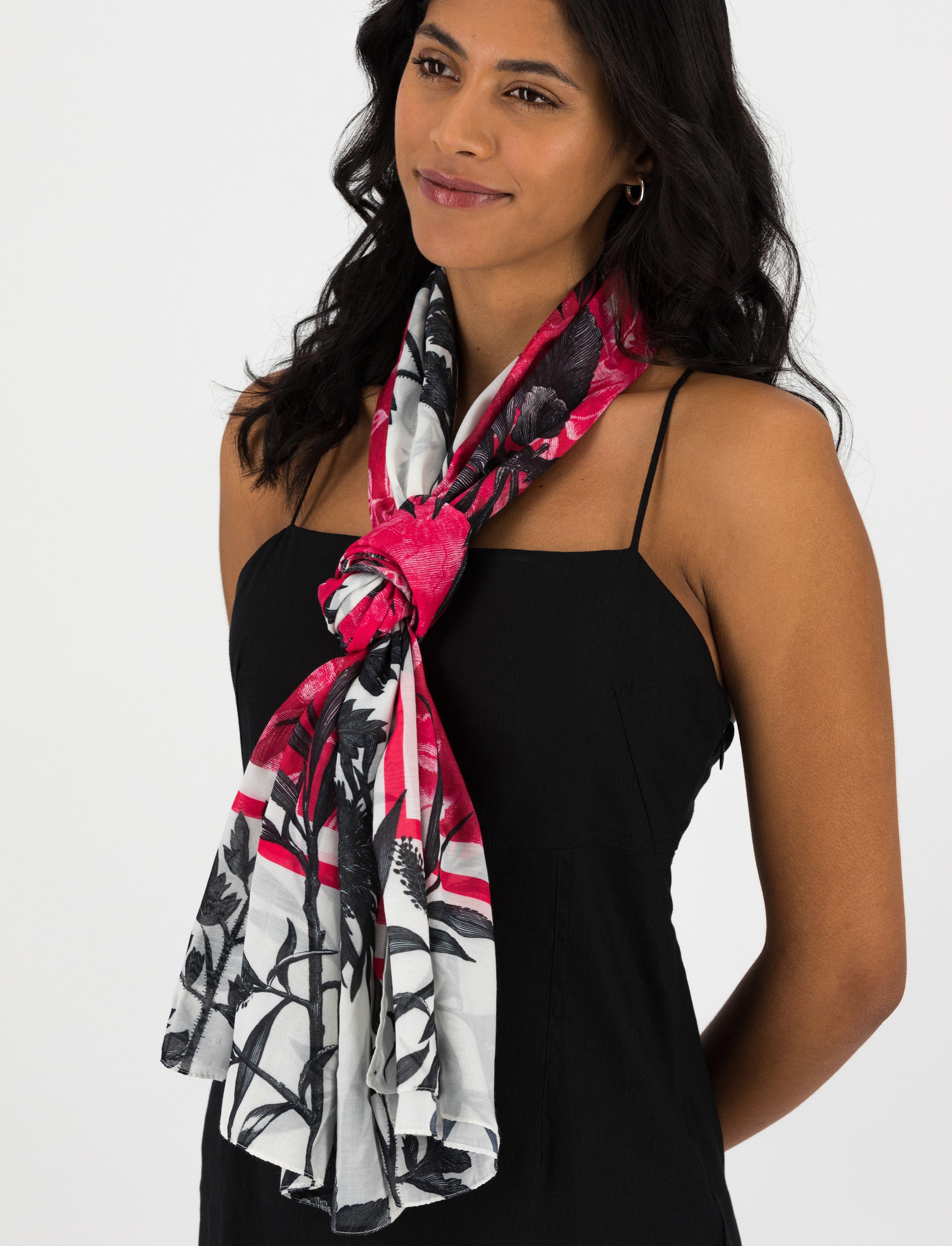 Lechelle Floral Print Scarf -  Pink