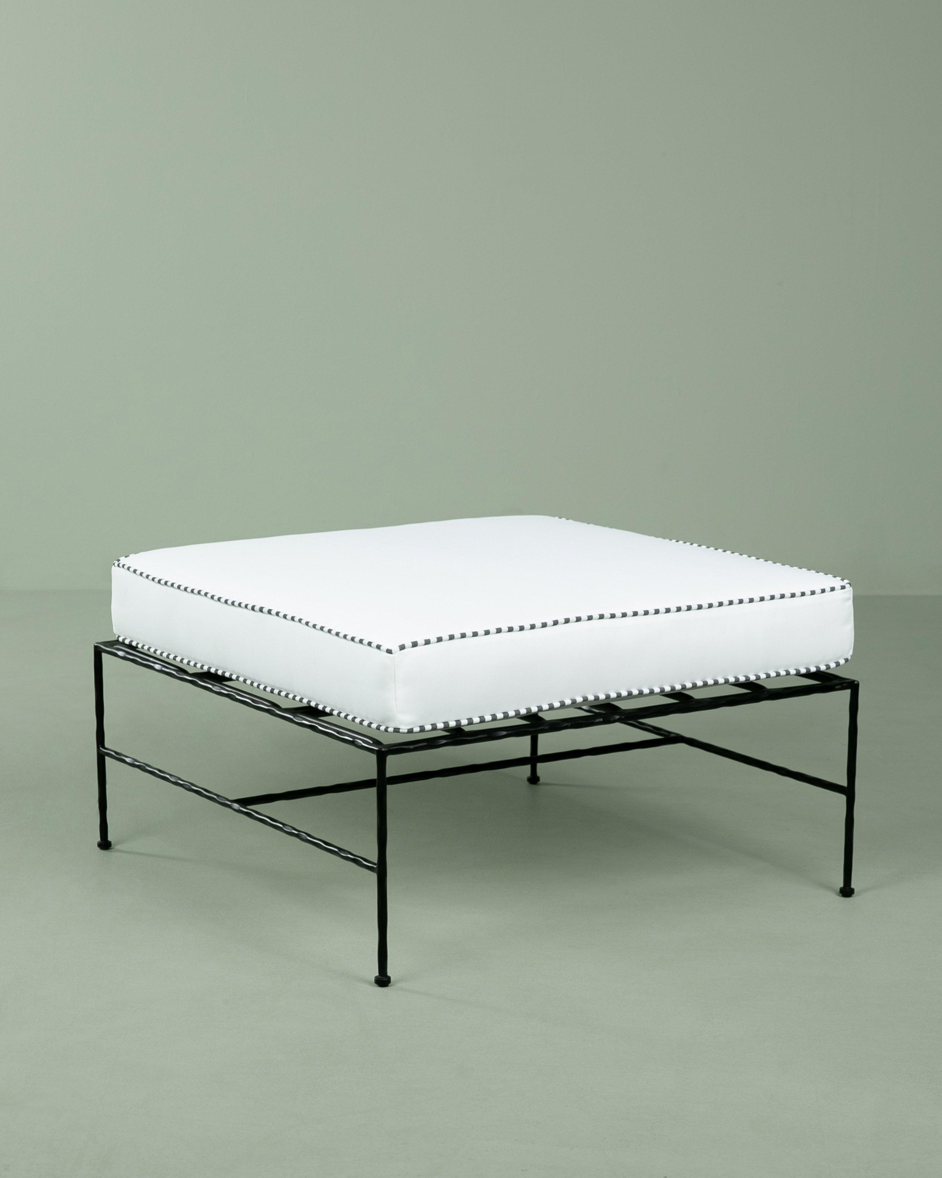 Hammered Iron Ottoman -  Black