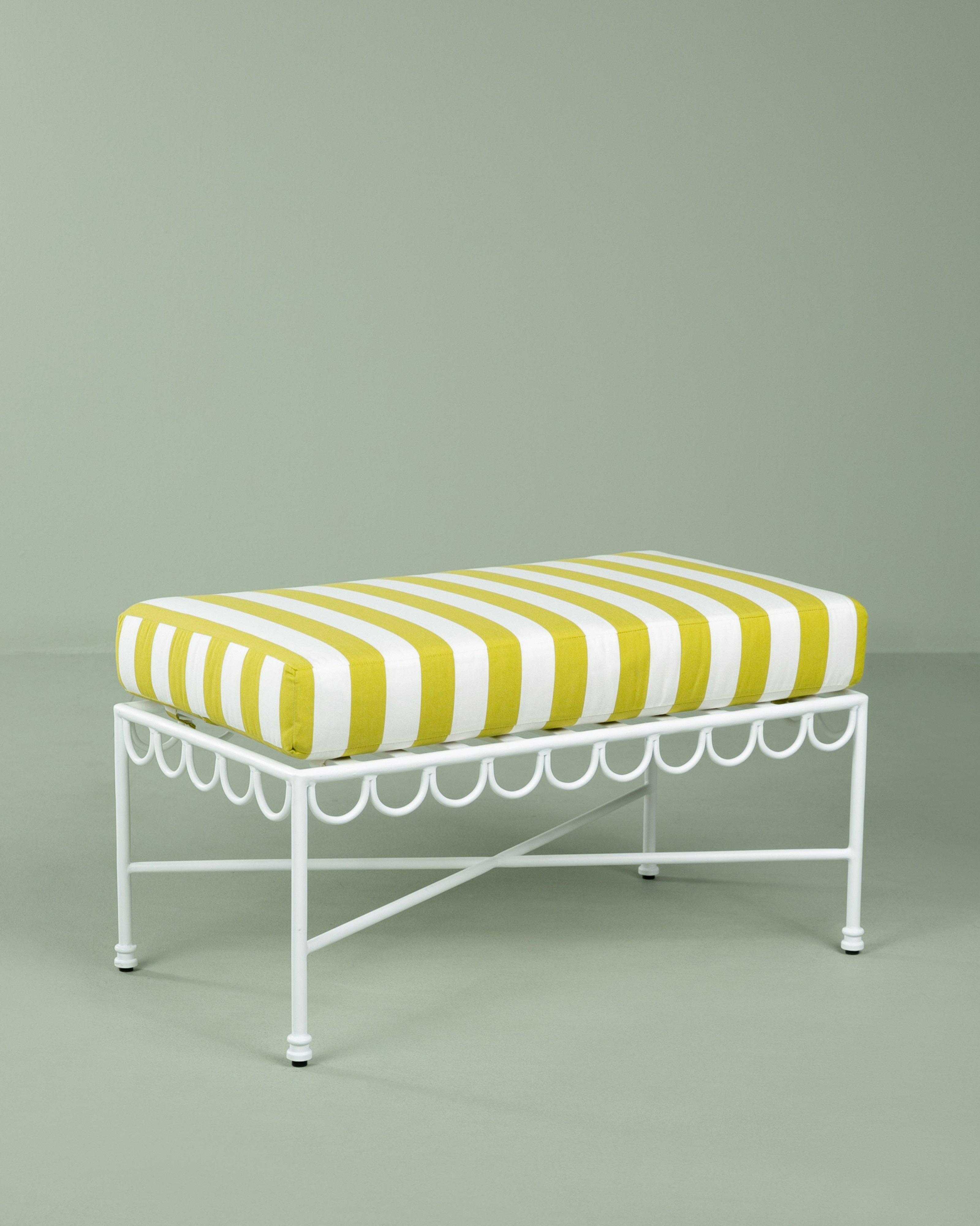 Scalloped Iron Ottoman -  White
