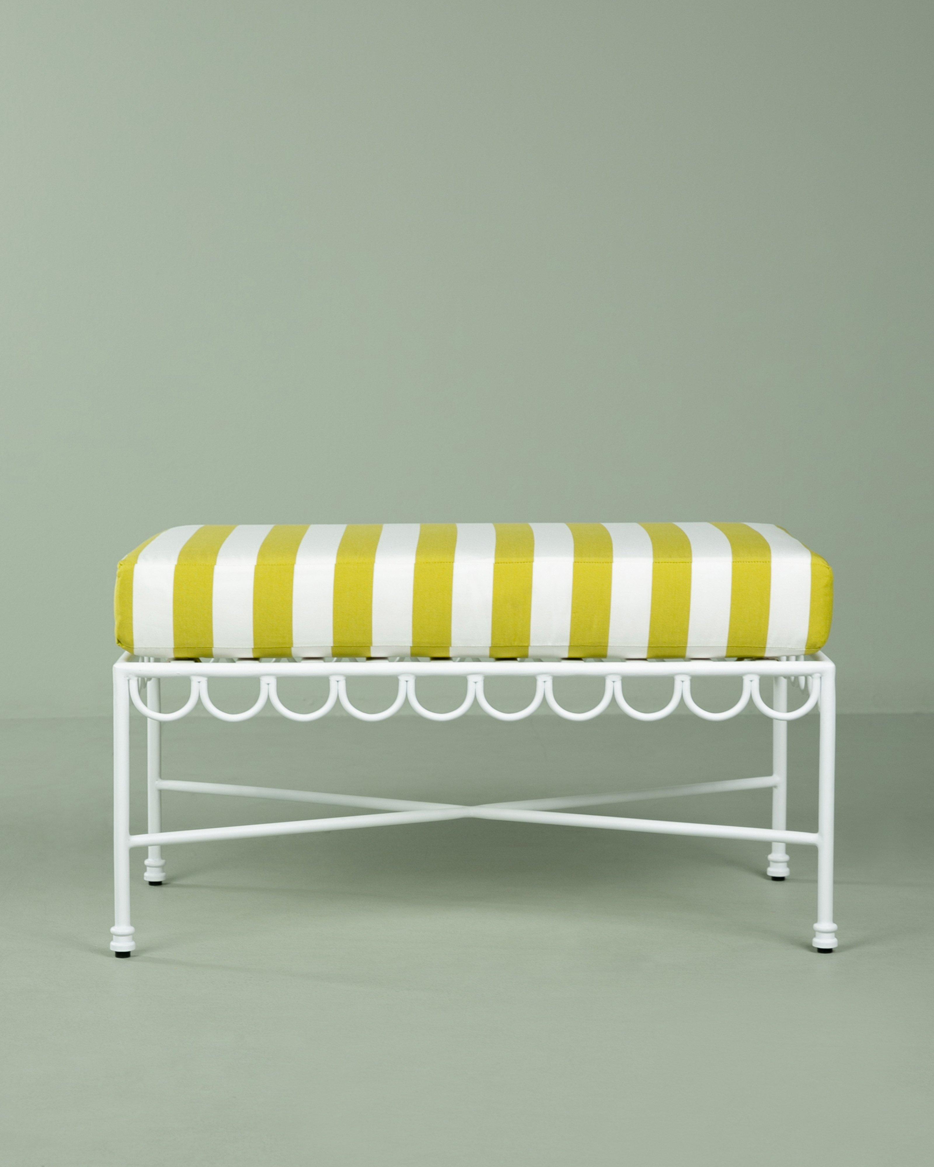 Scalloped Iron Ottoman -  White