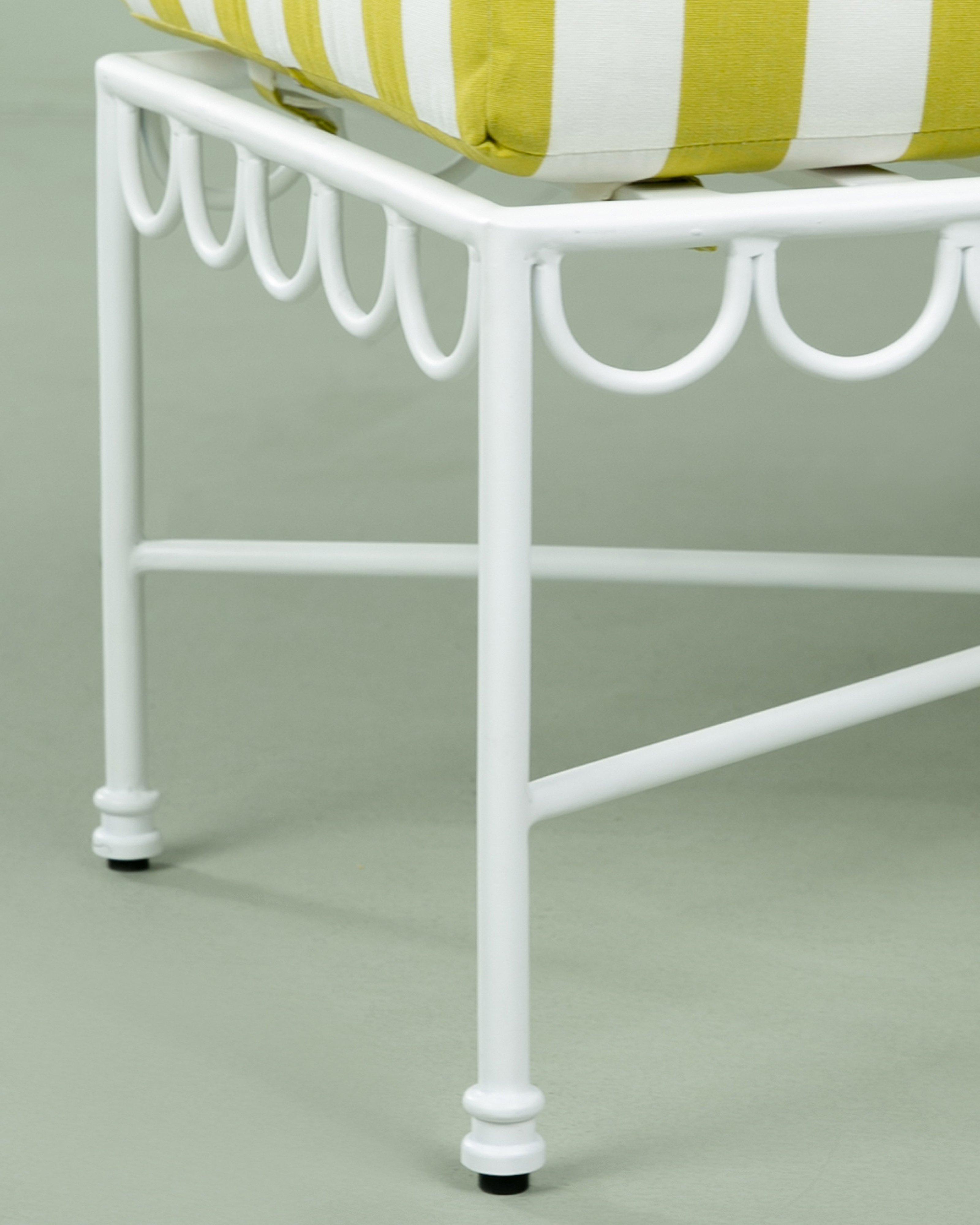 Scalloped Iron Ottoman -  White