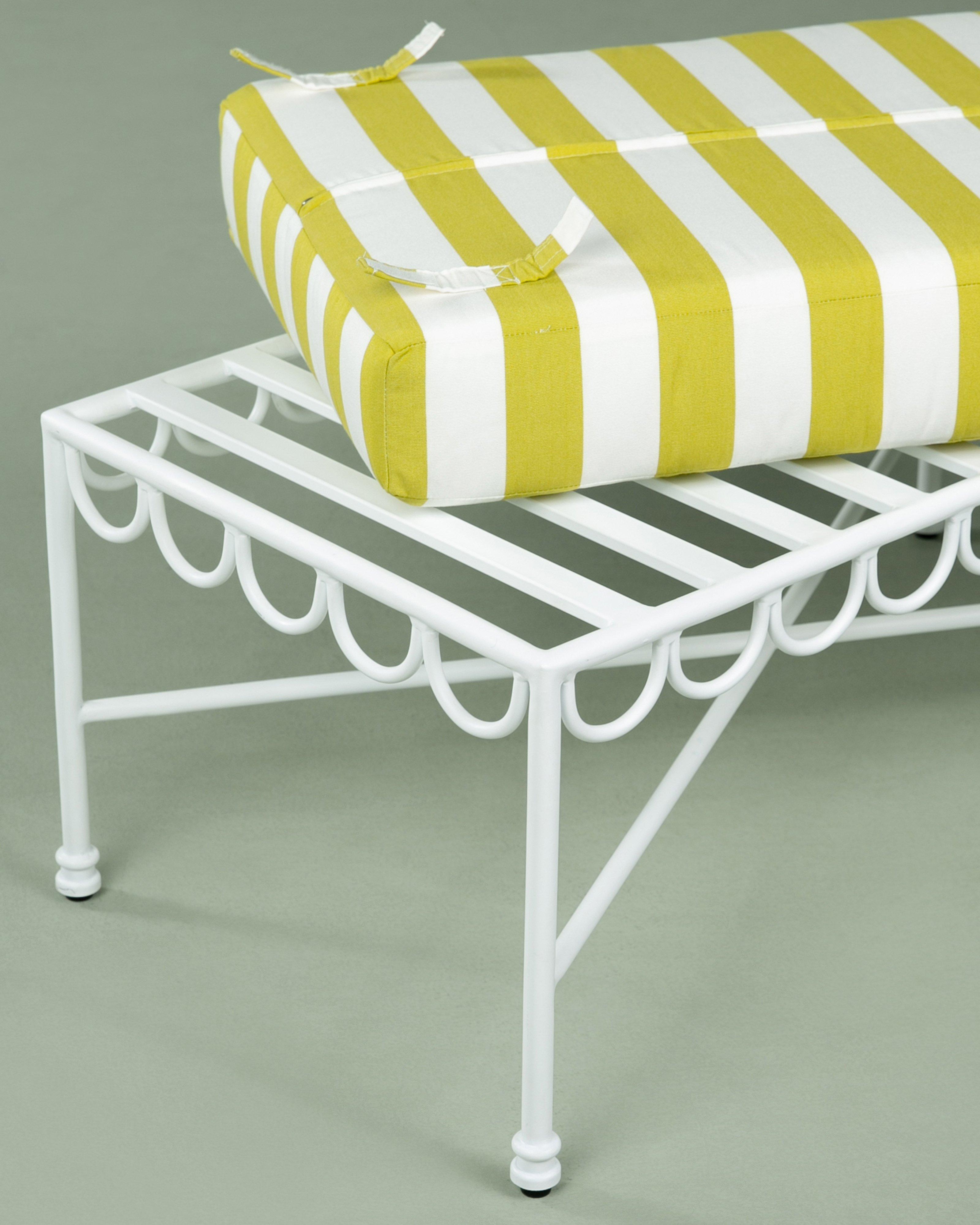 Scalloped Iron Ottoman -  White
