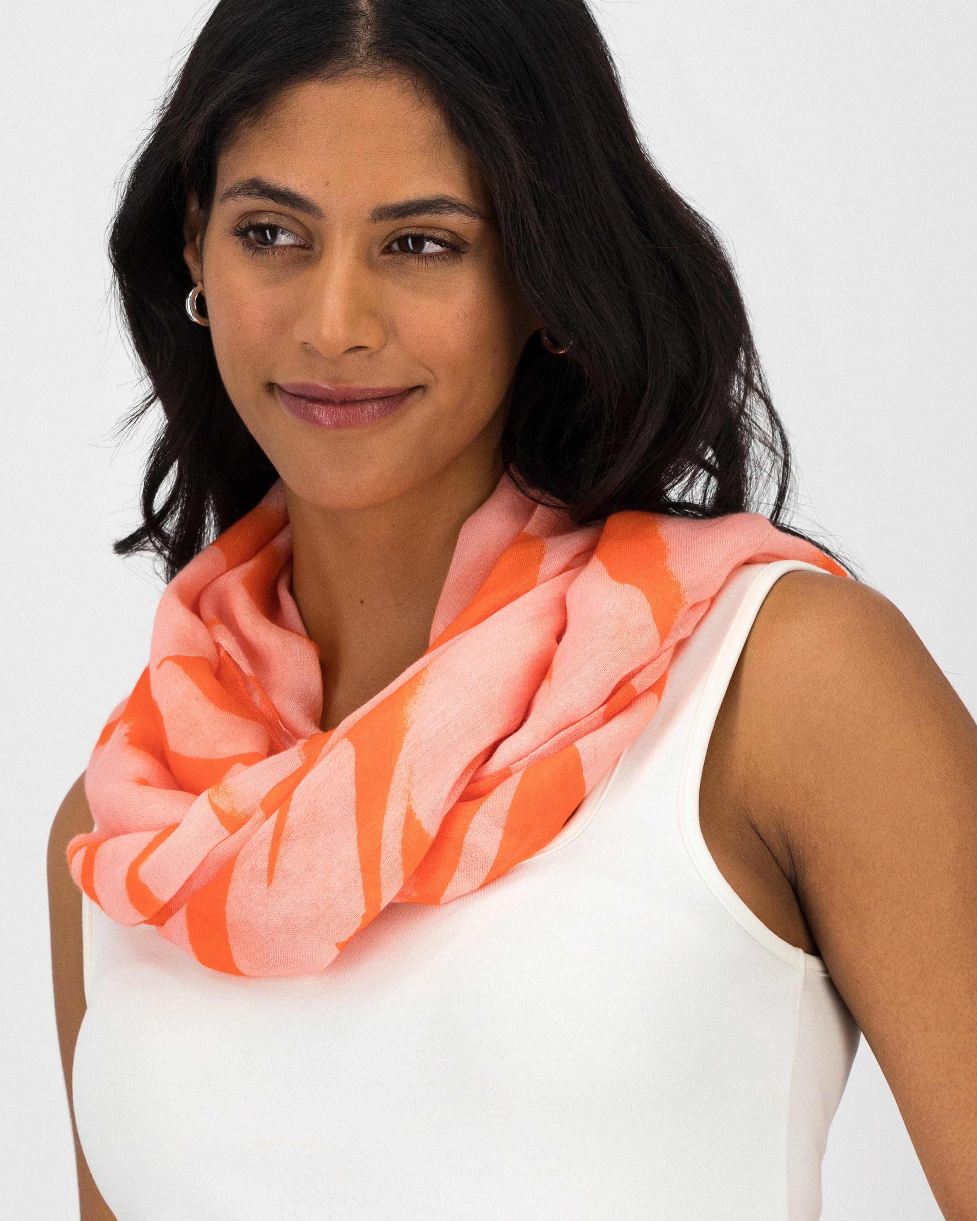 Candra Abstract Viscose Scarf -  Pink