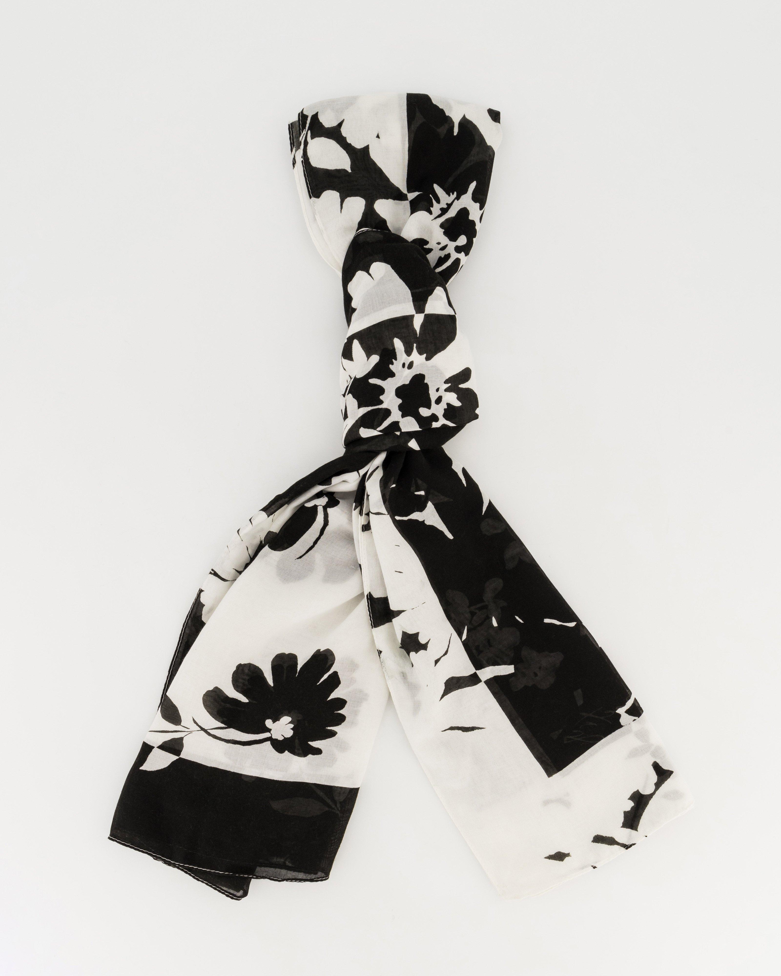 Zeno Floral Print Scarf -  Black