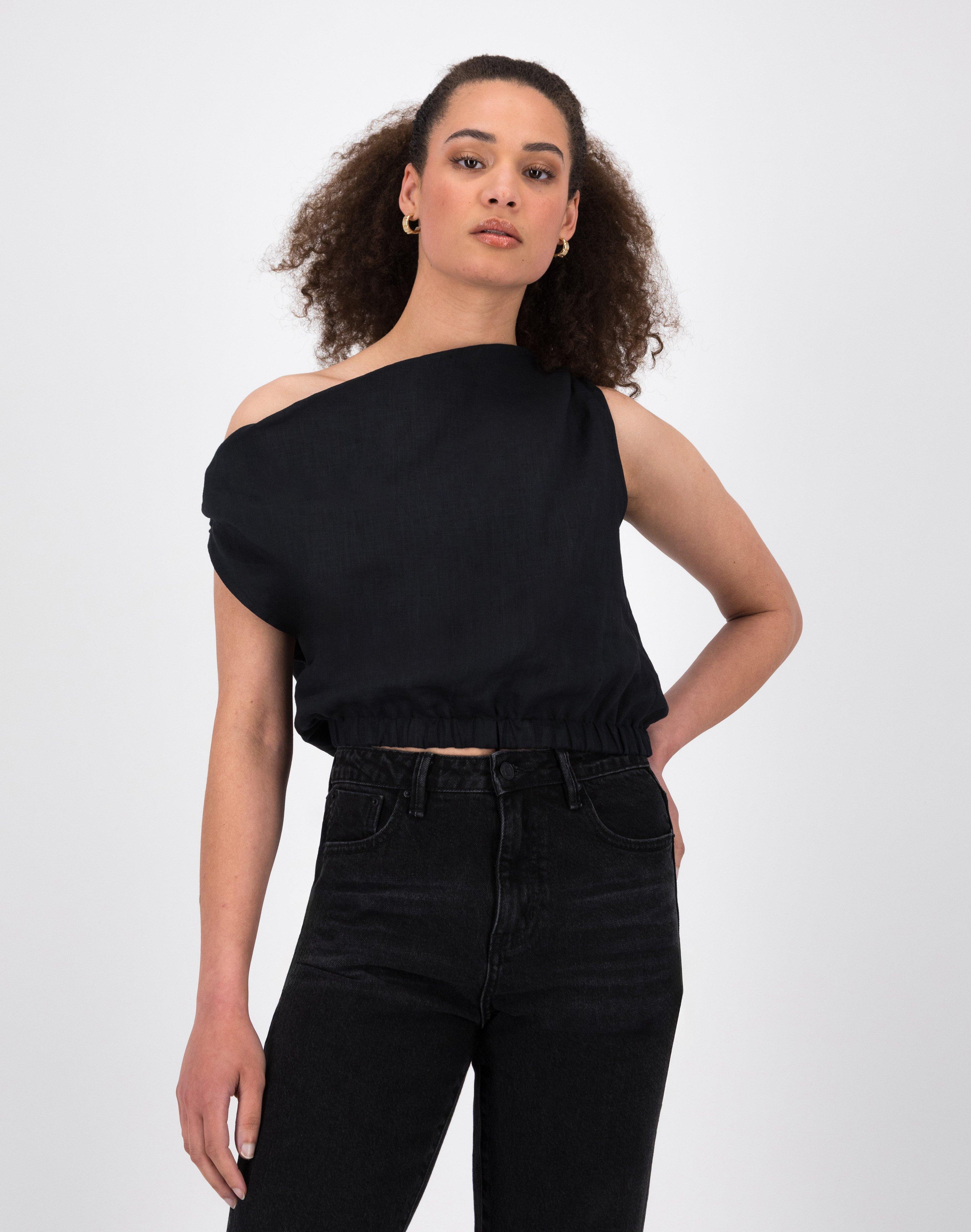 Emily Linen Top -  Black