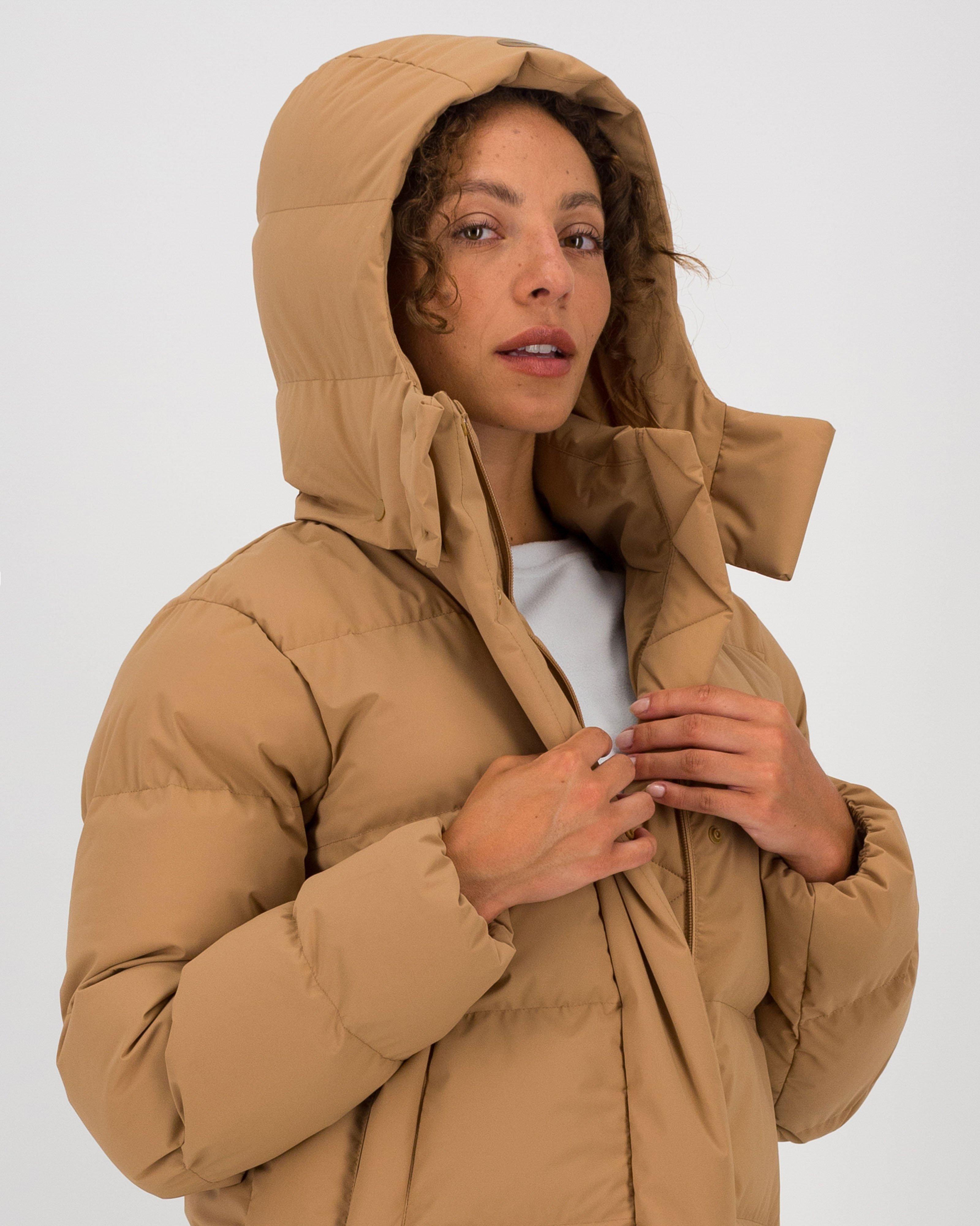 K-Way Women’s Aspen Wide Channel Puffer Jacket -  Tan
