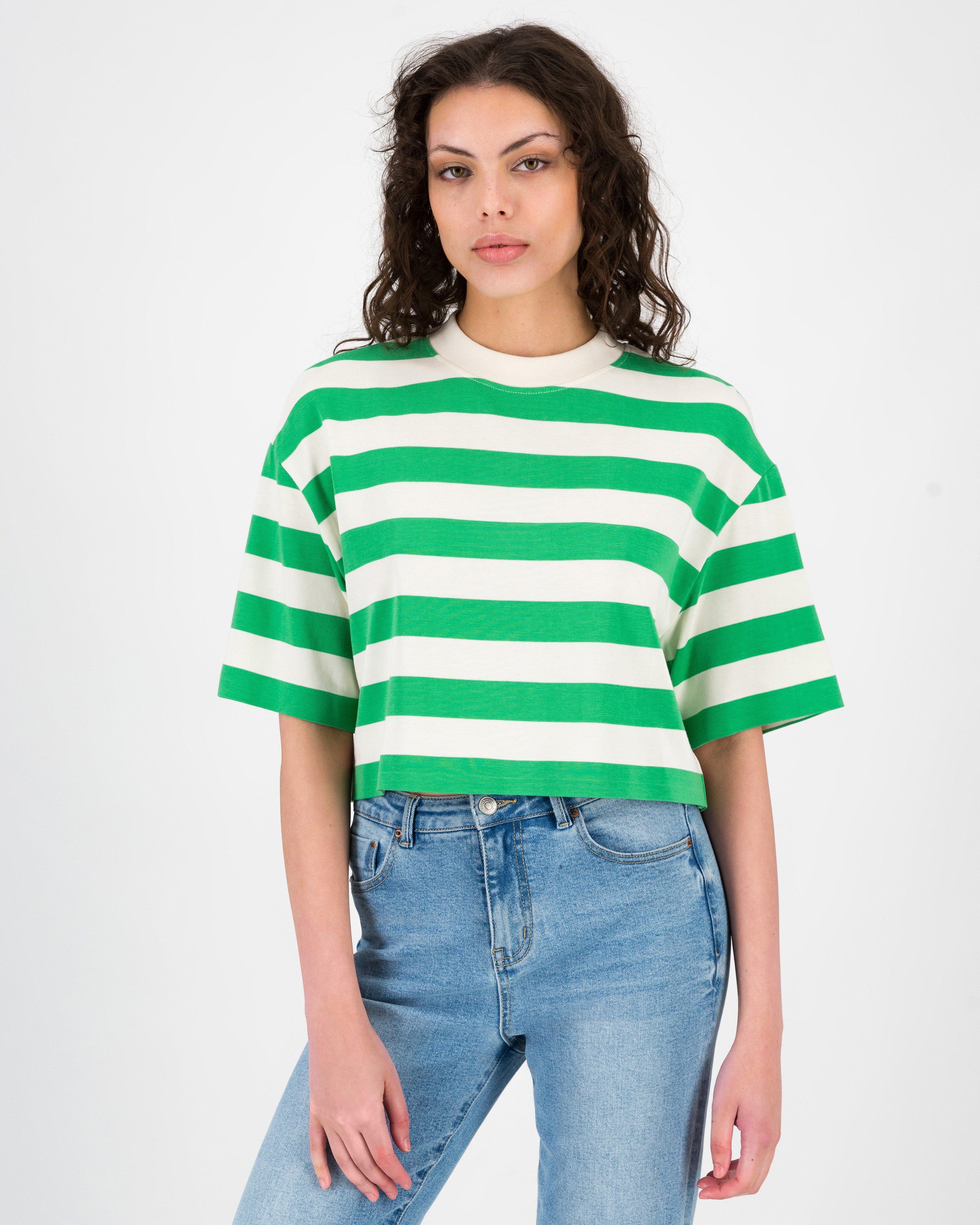 Aneko Stripe Knit Top -  Green
