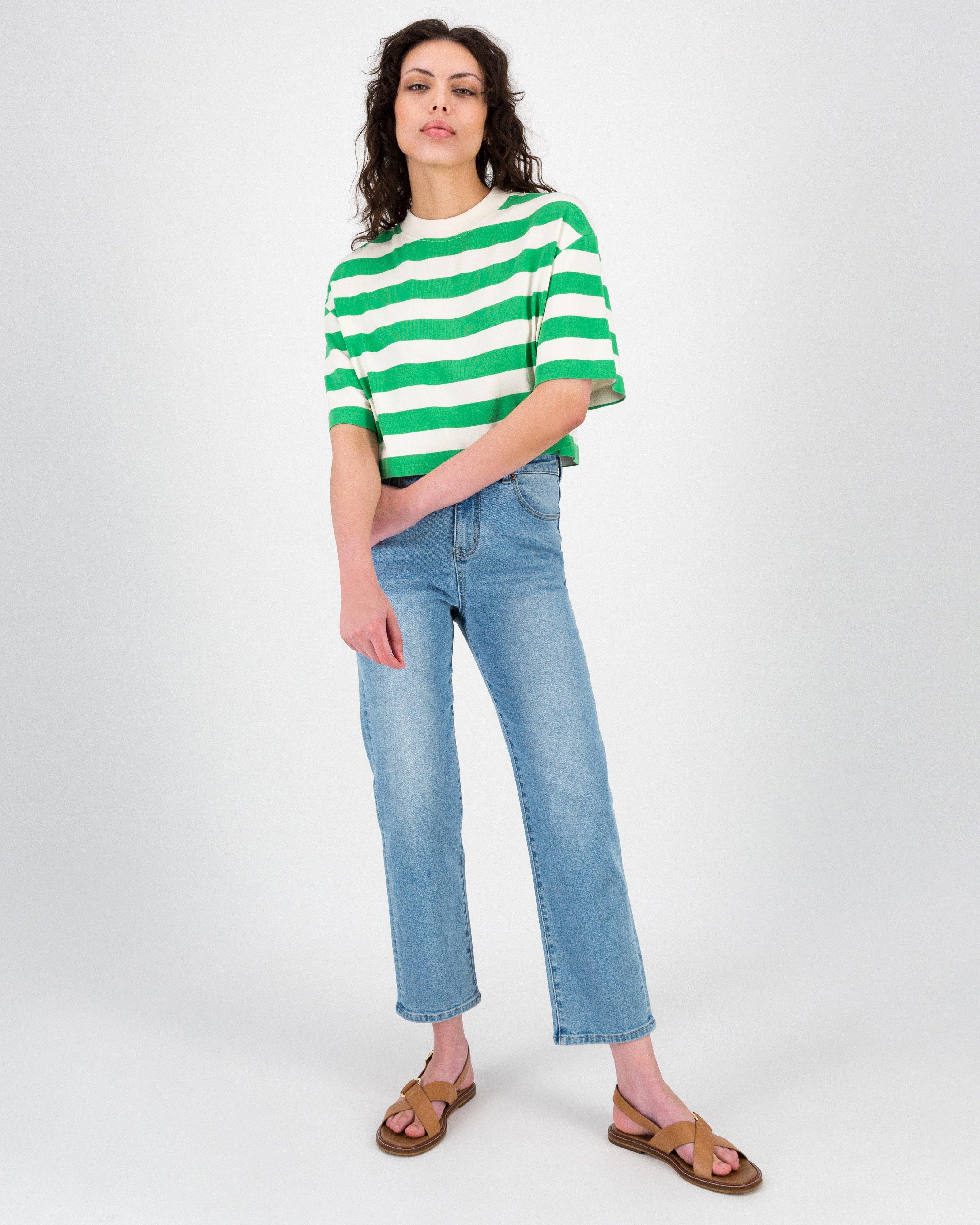 Aneko Stripe Knit Top -  Green