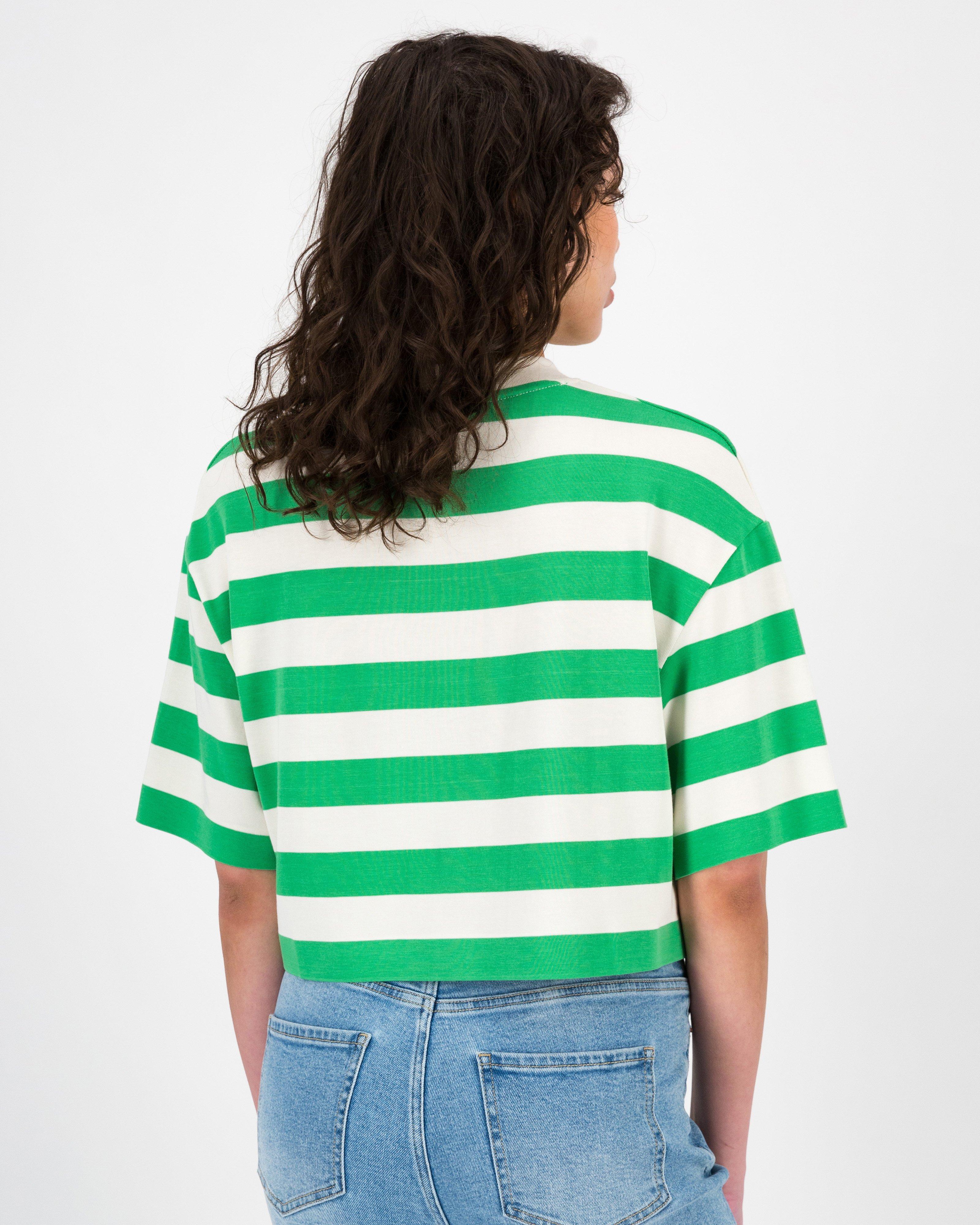 Aneko Stripe Knit Top -  Green