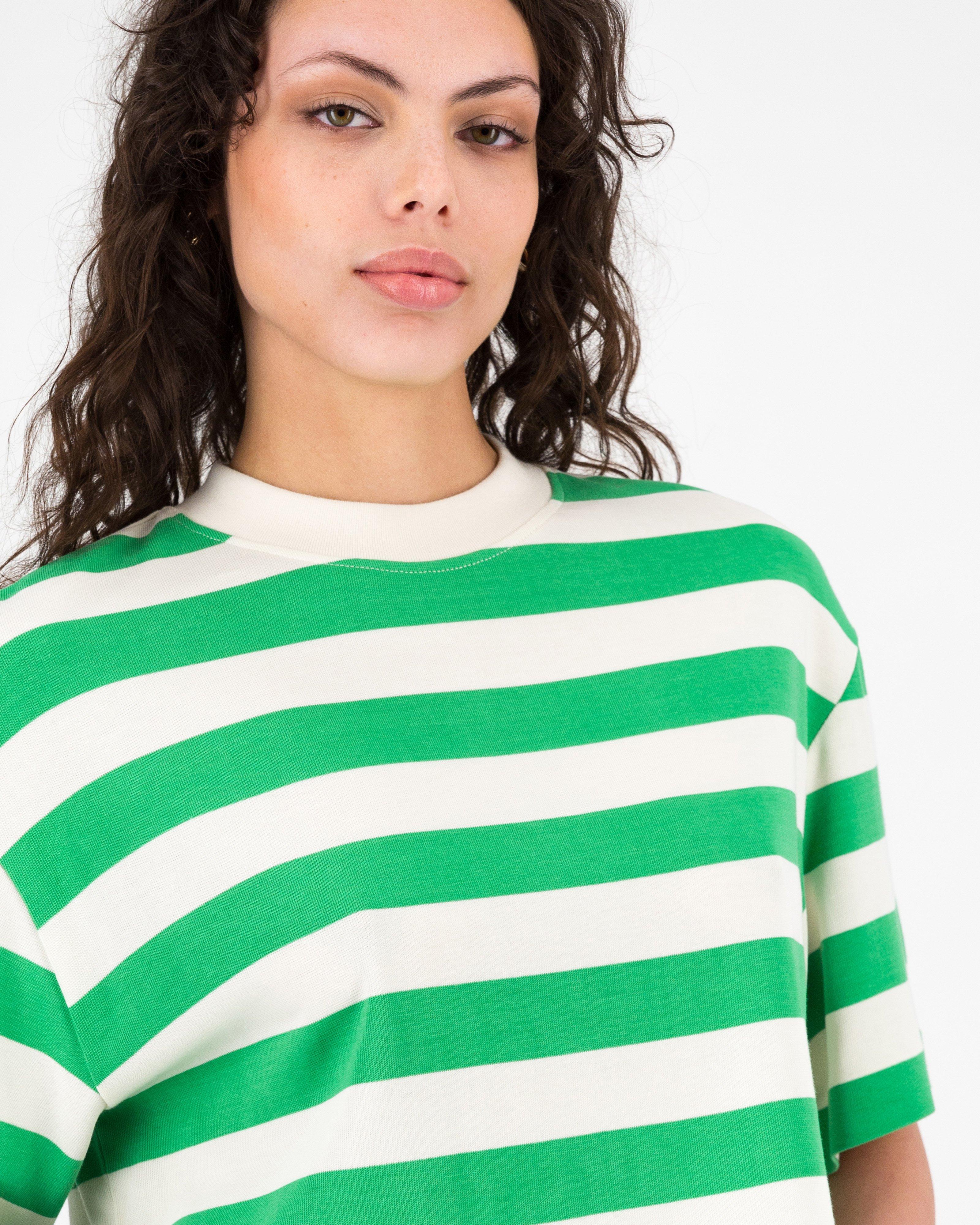 Aneko Stripe Knit Top -  Green