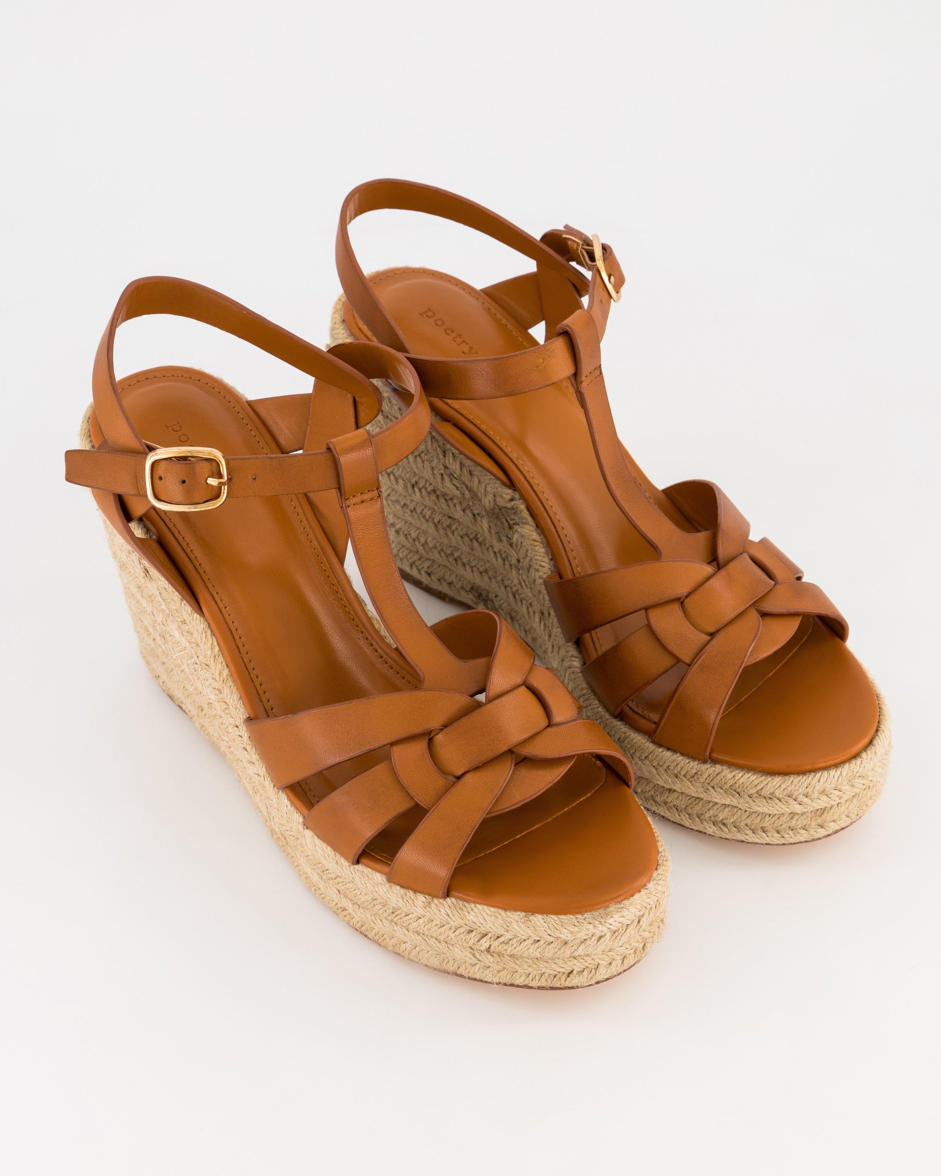 Erin Leather Wedge -  Tan