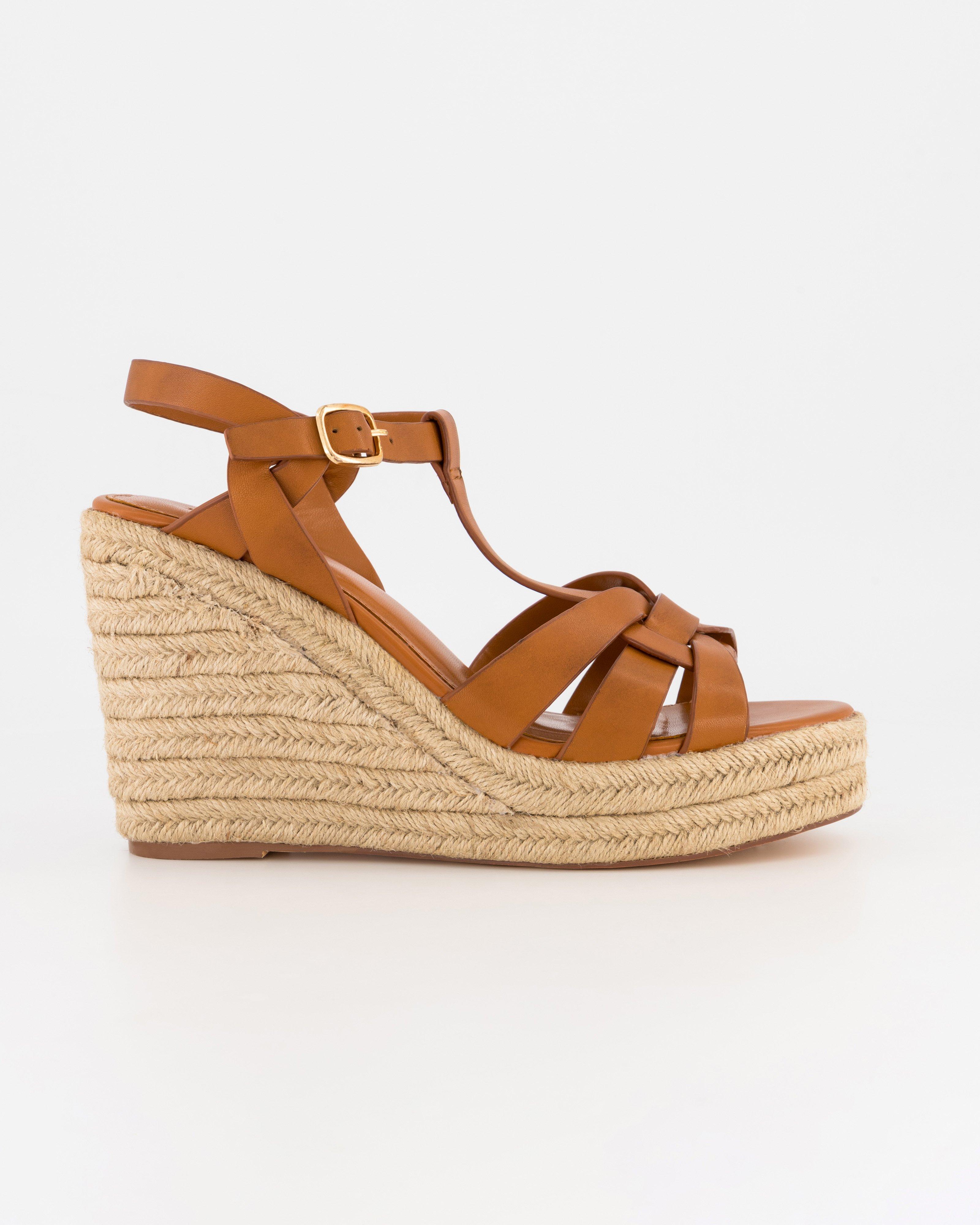 Erin Leather Wedge -  Tan