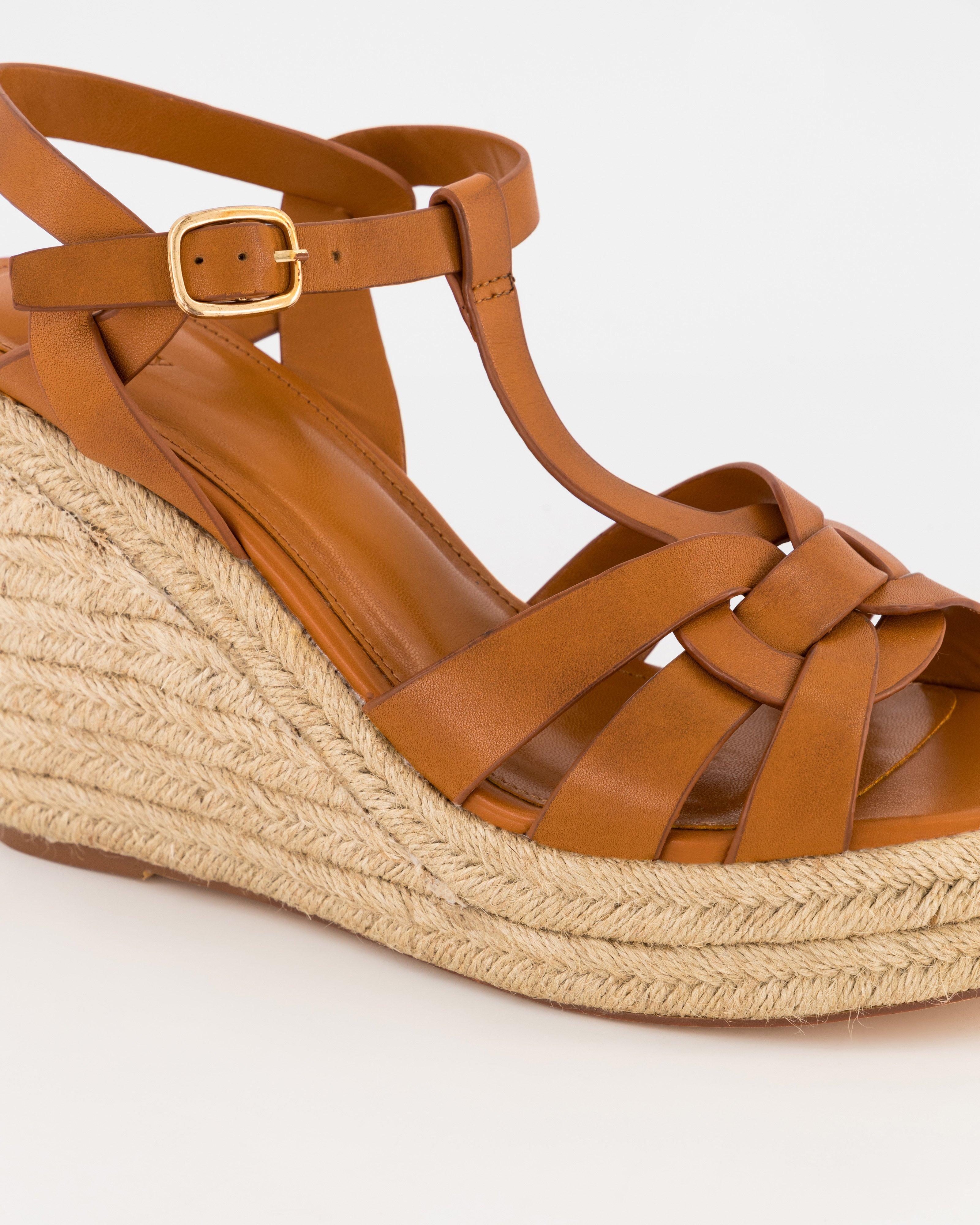 Erin Leather Wedge -  Tan