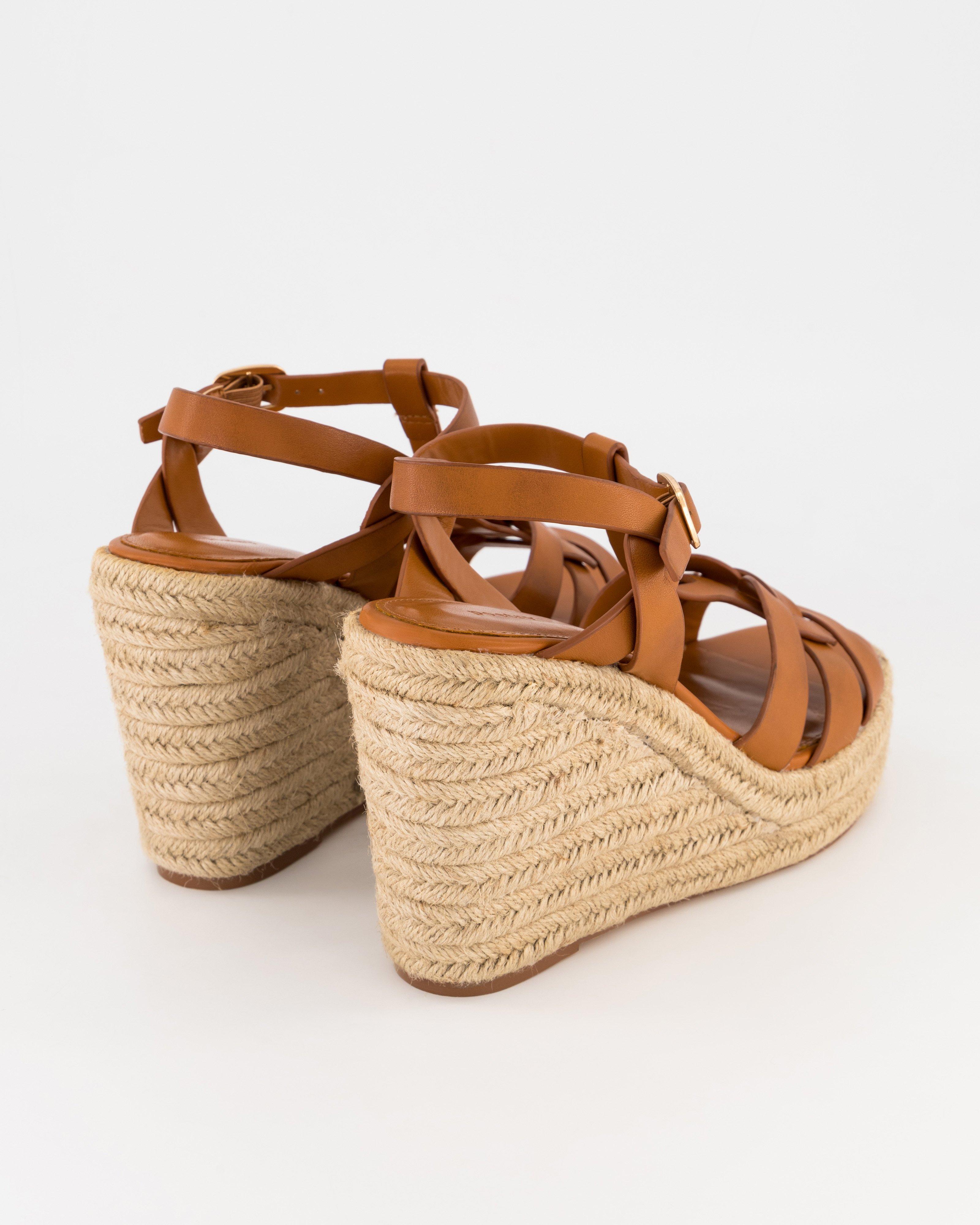 Erin Leather Wedge -  Tan