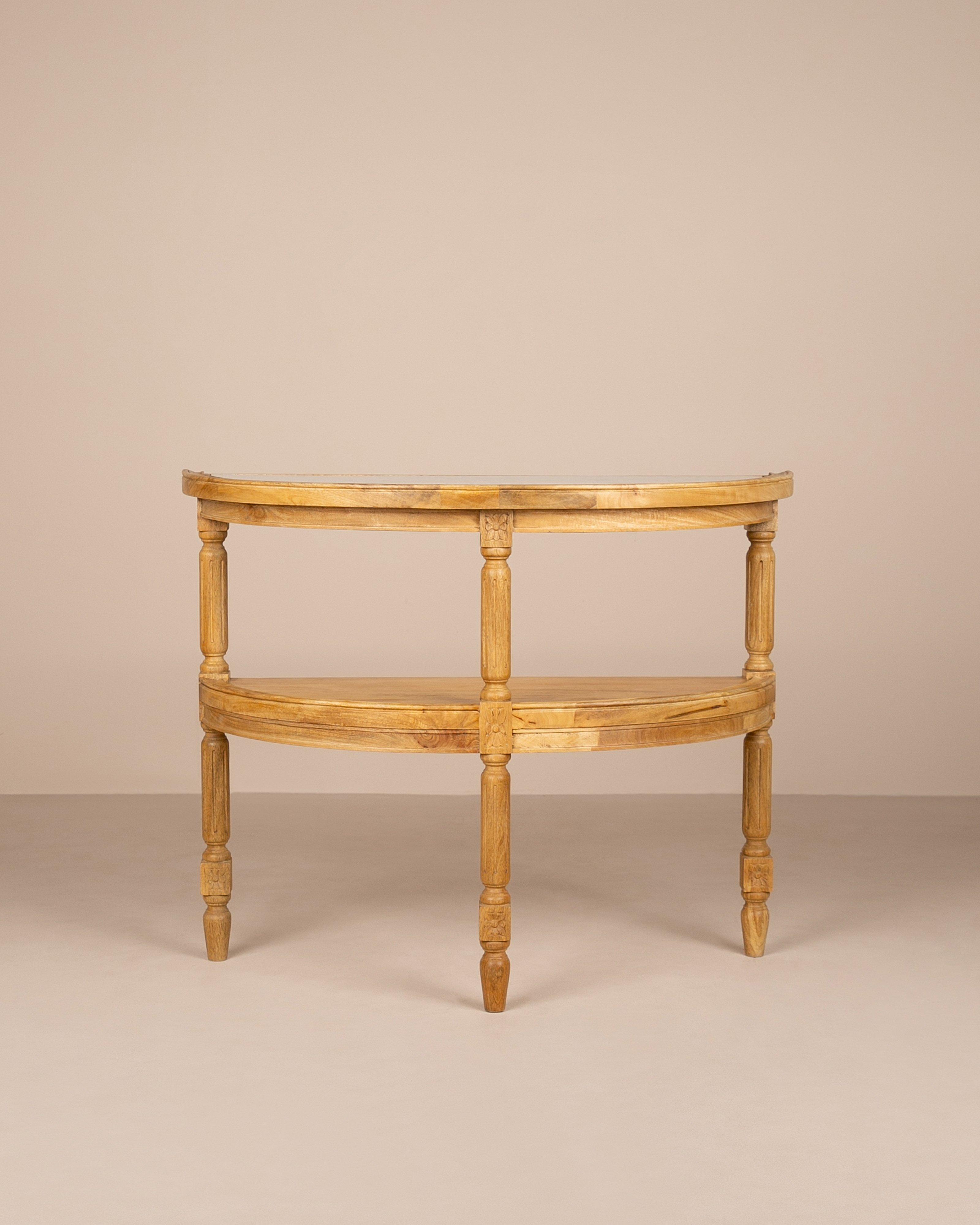Carved Half Moon Table -  Brown