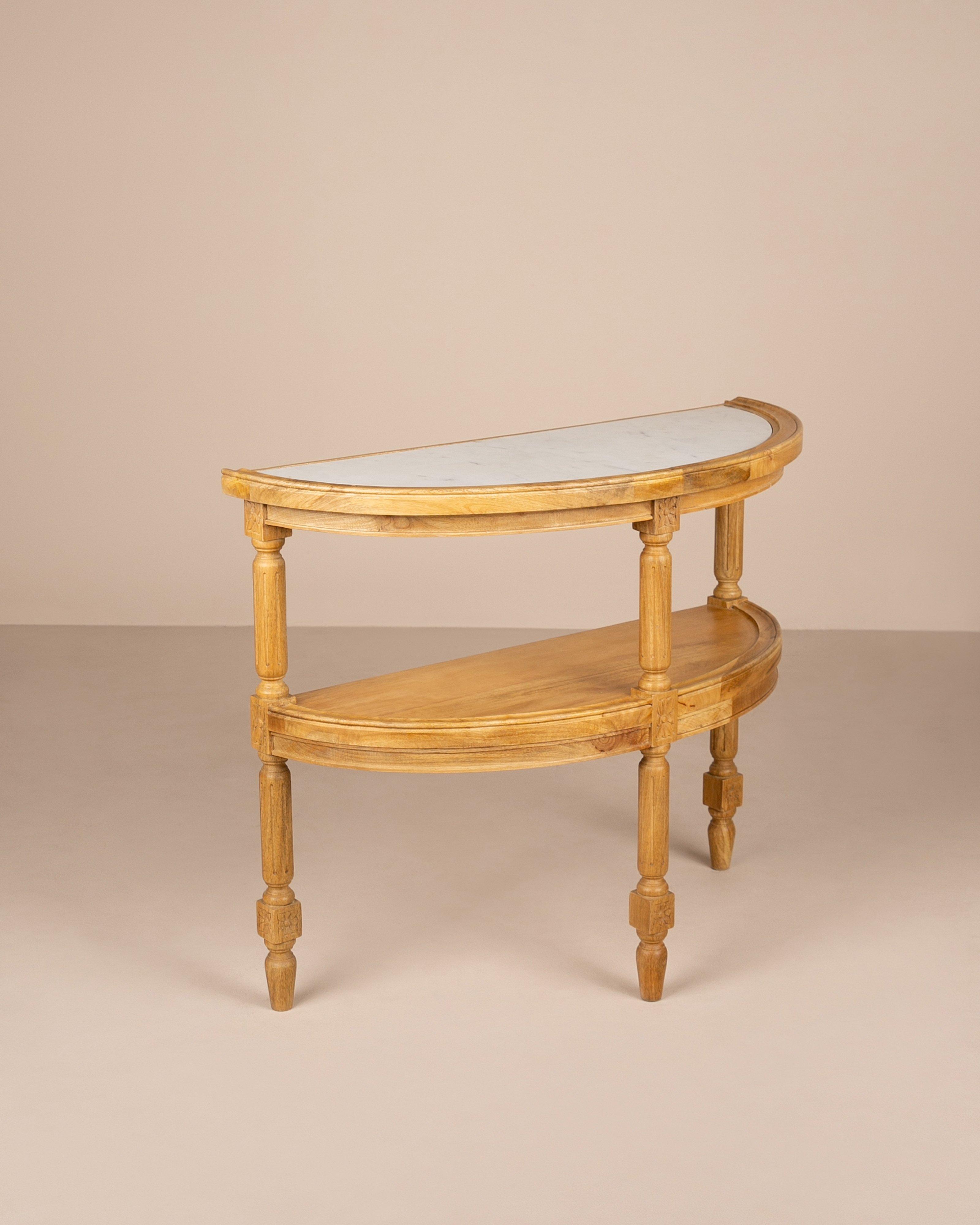 Carved Half Moon Table -  Brown
