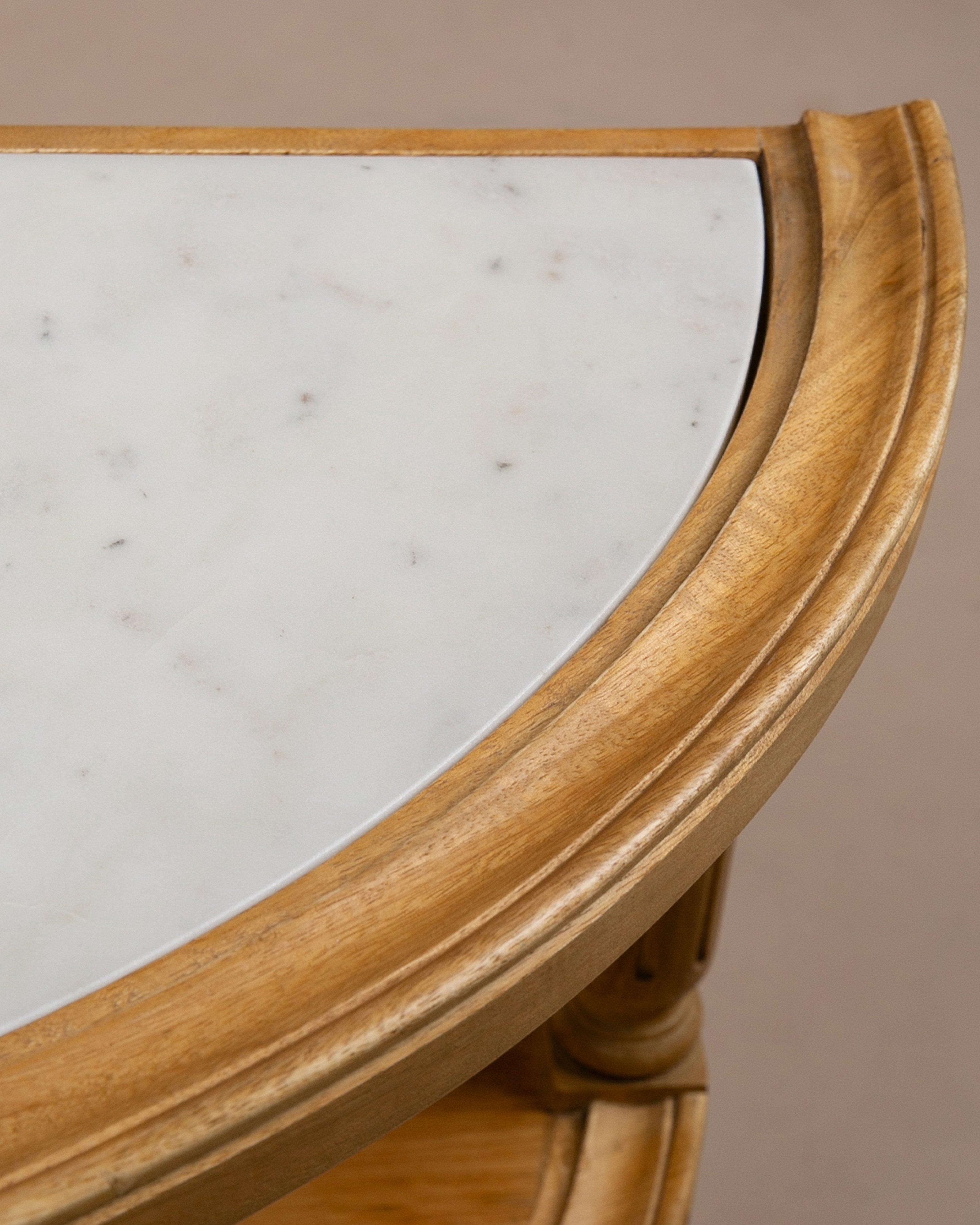 Carved Half Moon Table -  Brown