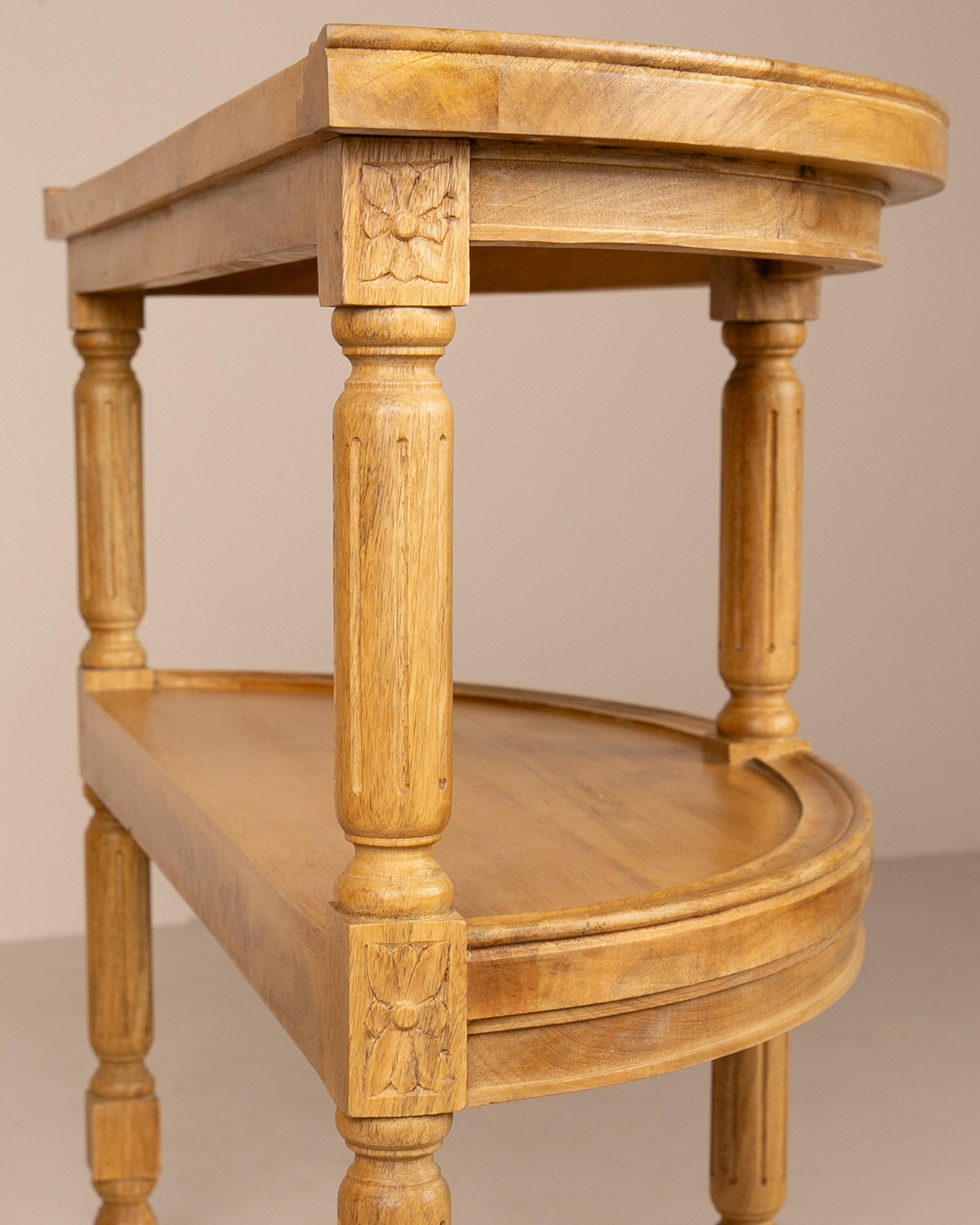 Carved Half Moon Table -  Brown