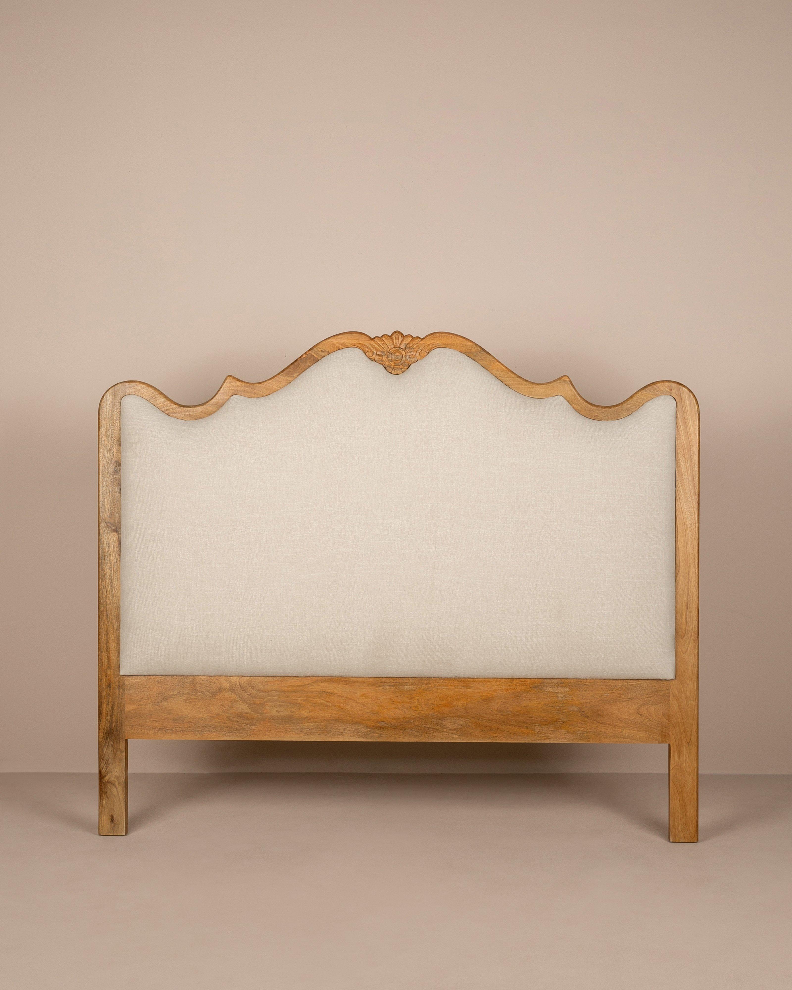 Carved Upholstered Queen Headboard -  Brown