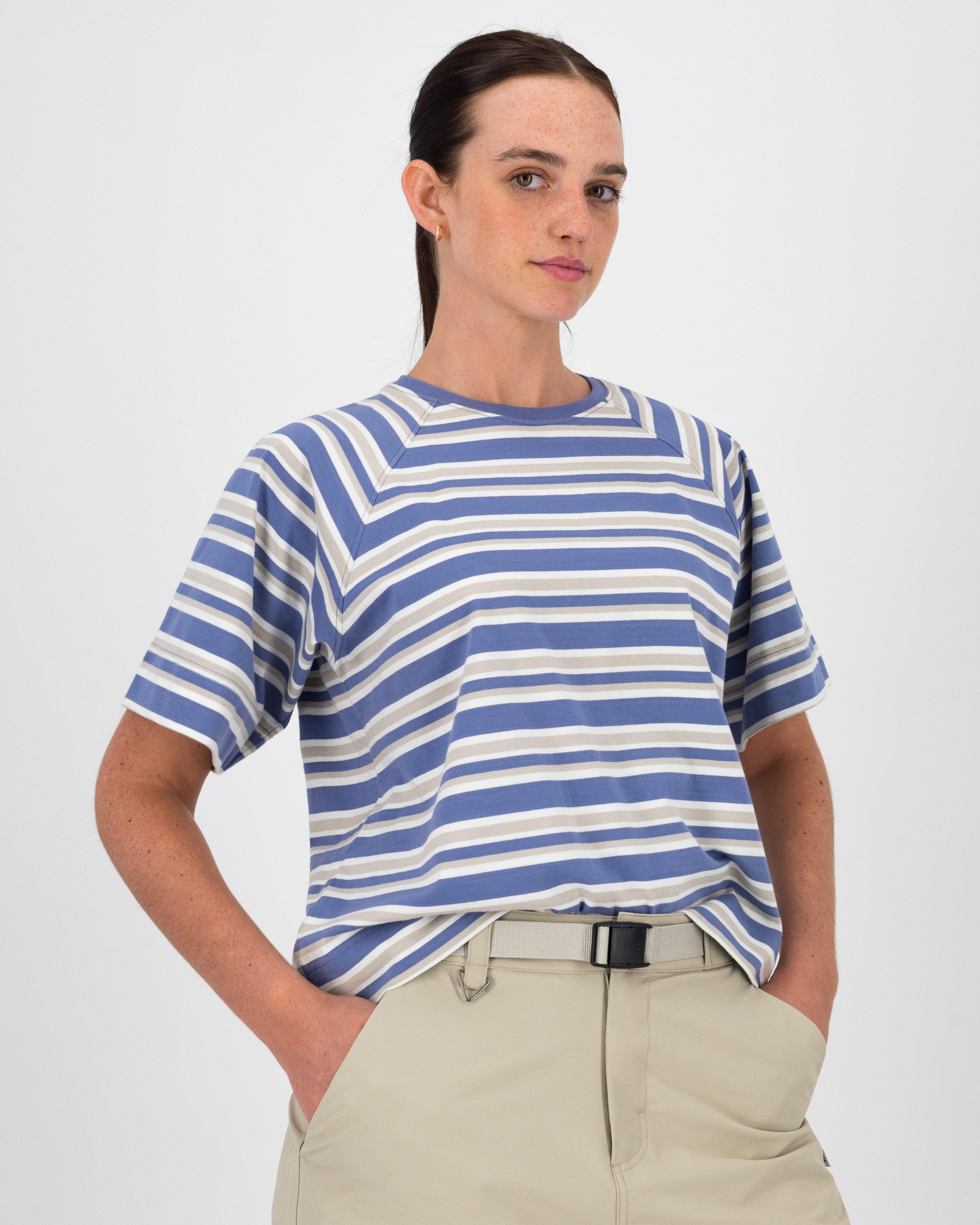 MMXXI Boxy Stripe Short Sleeve T-Shirt -  Mid Blue