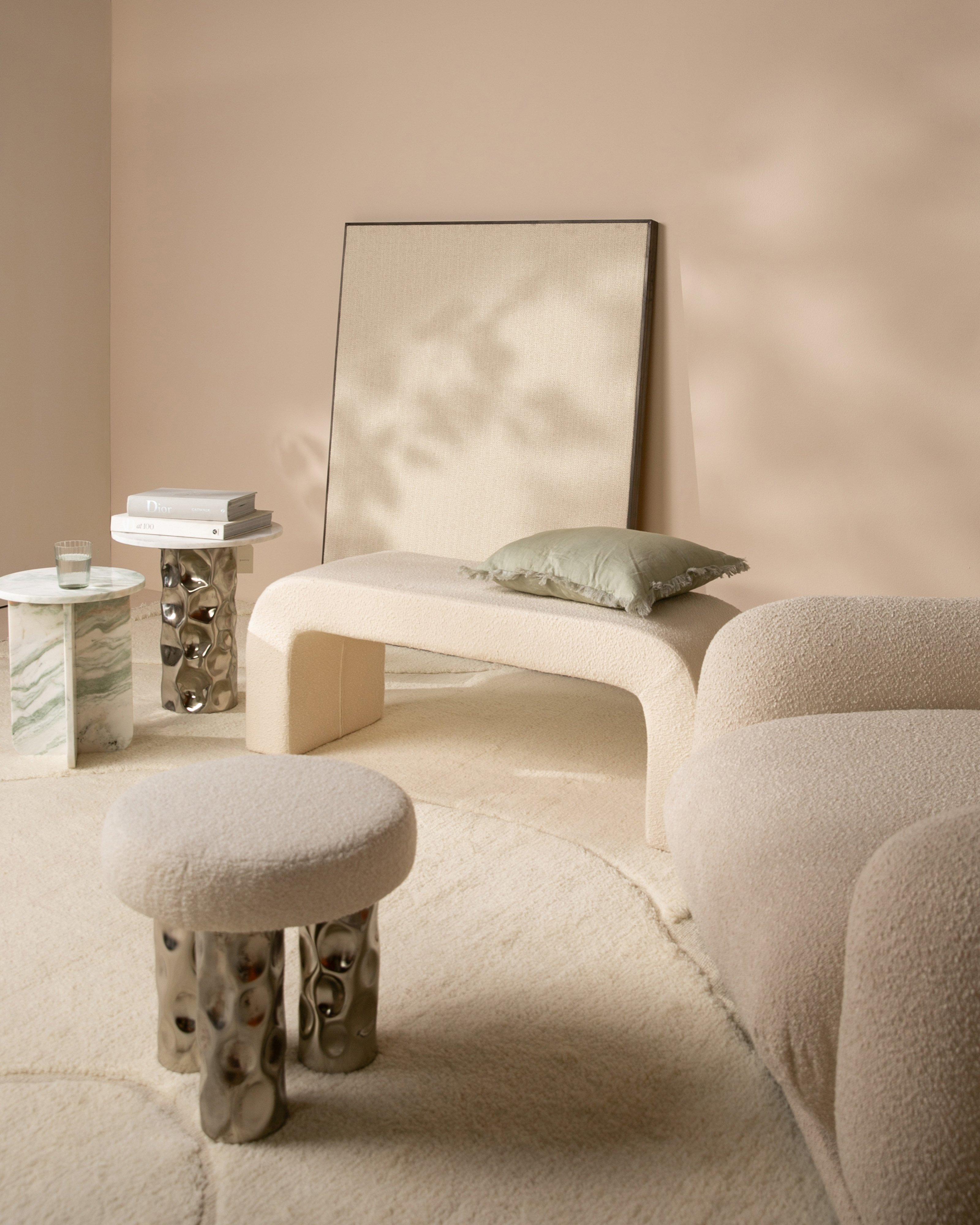 Boucle Bed End Ottoman -  Milk