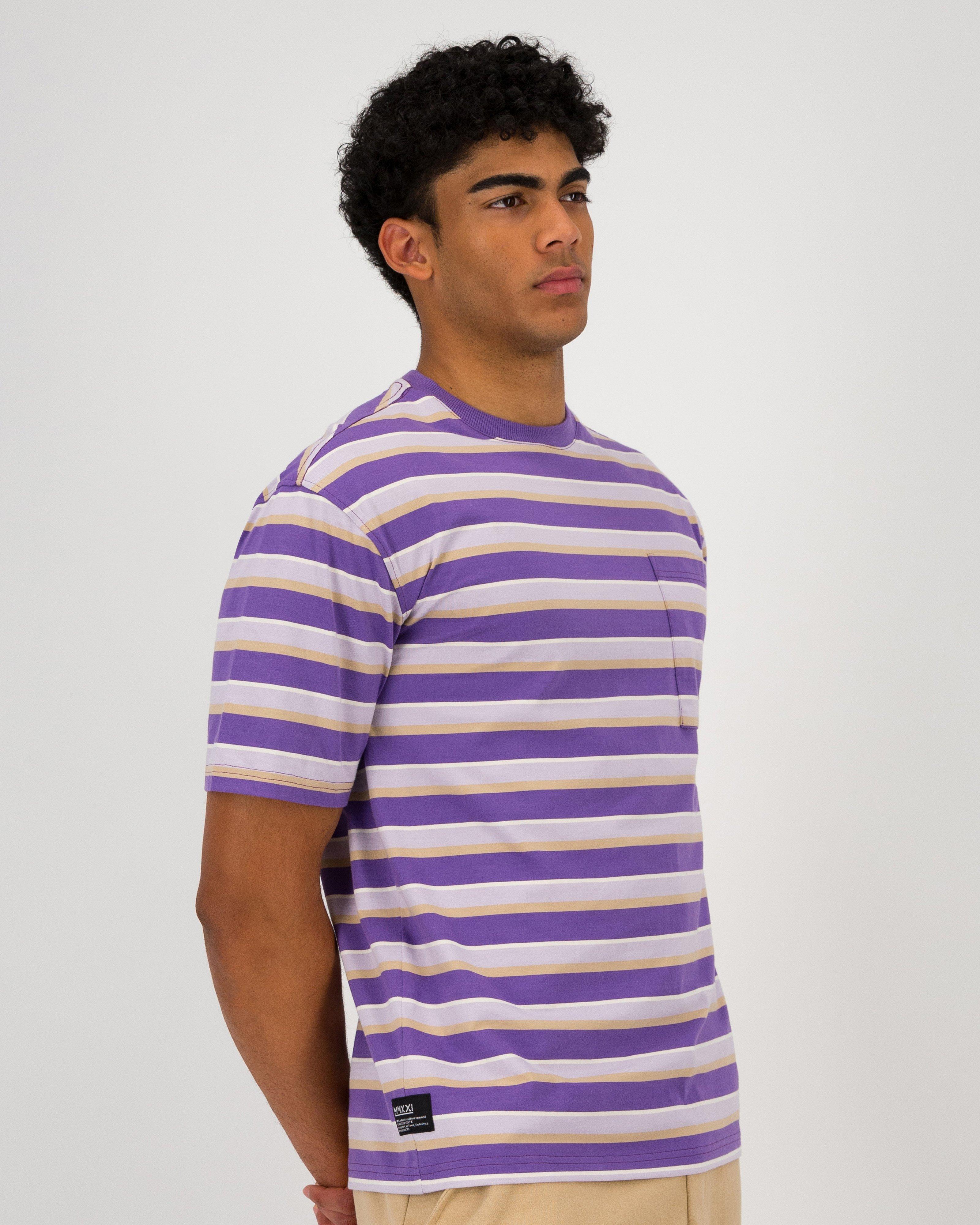 MMXXI Stripe Pocket T-shirt -  Lilac