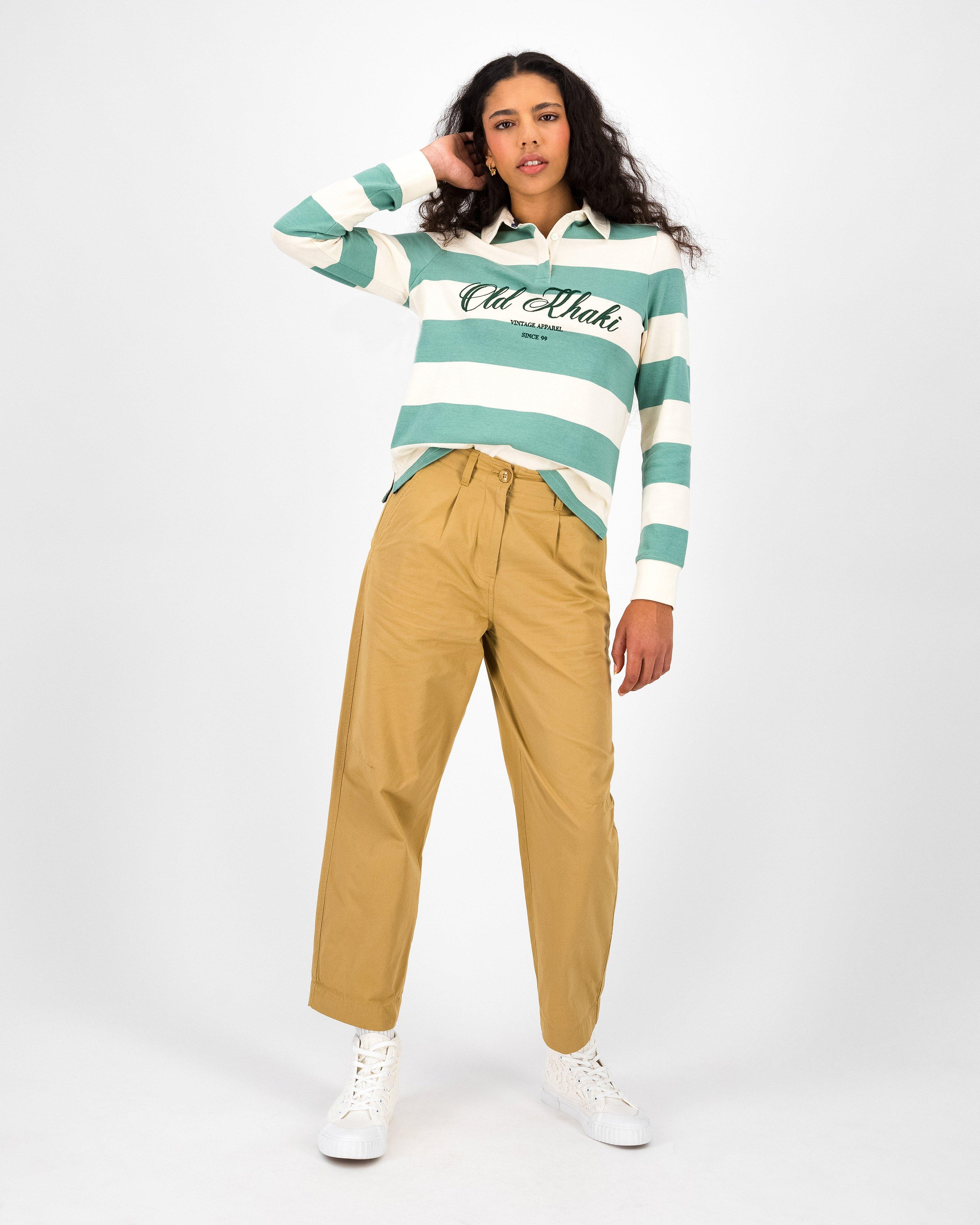 Women’s Carline Stripe Rugby Shirt  -  Duck-egg